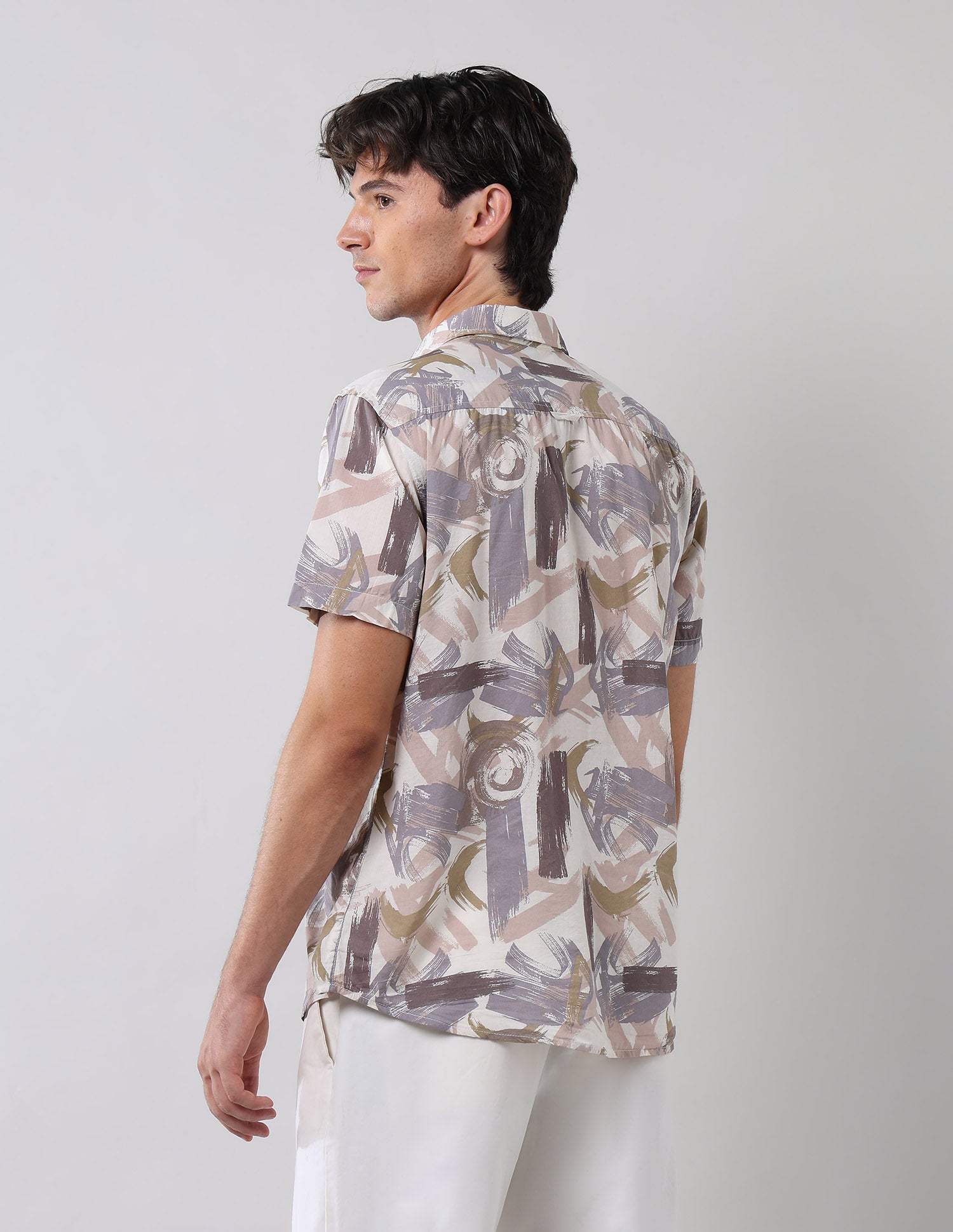 Abstract Printed Regular Fit Shirt Ivory - U.S. Polo Assn. India | Large