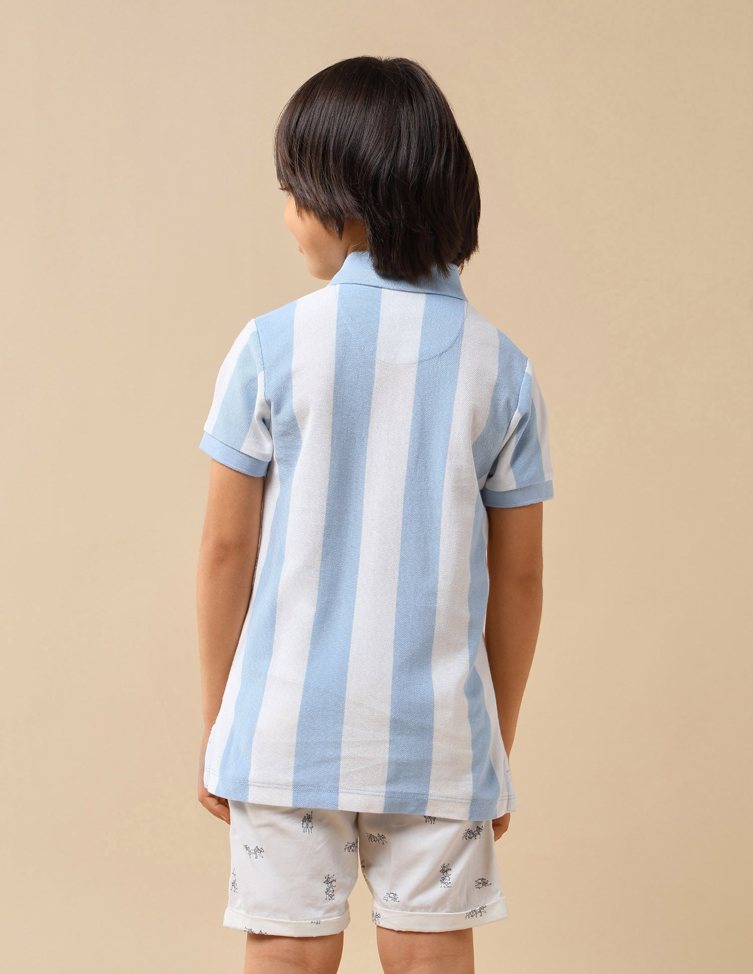 Boys Vertical Striped Regular Fit Polo Shirt Light Blue - U.S. POLO ASSN. | Large