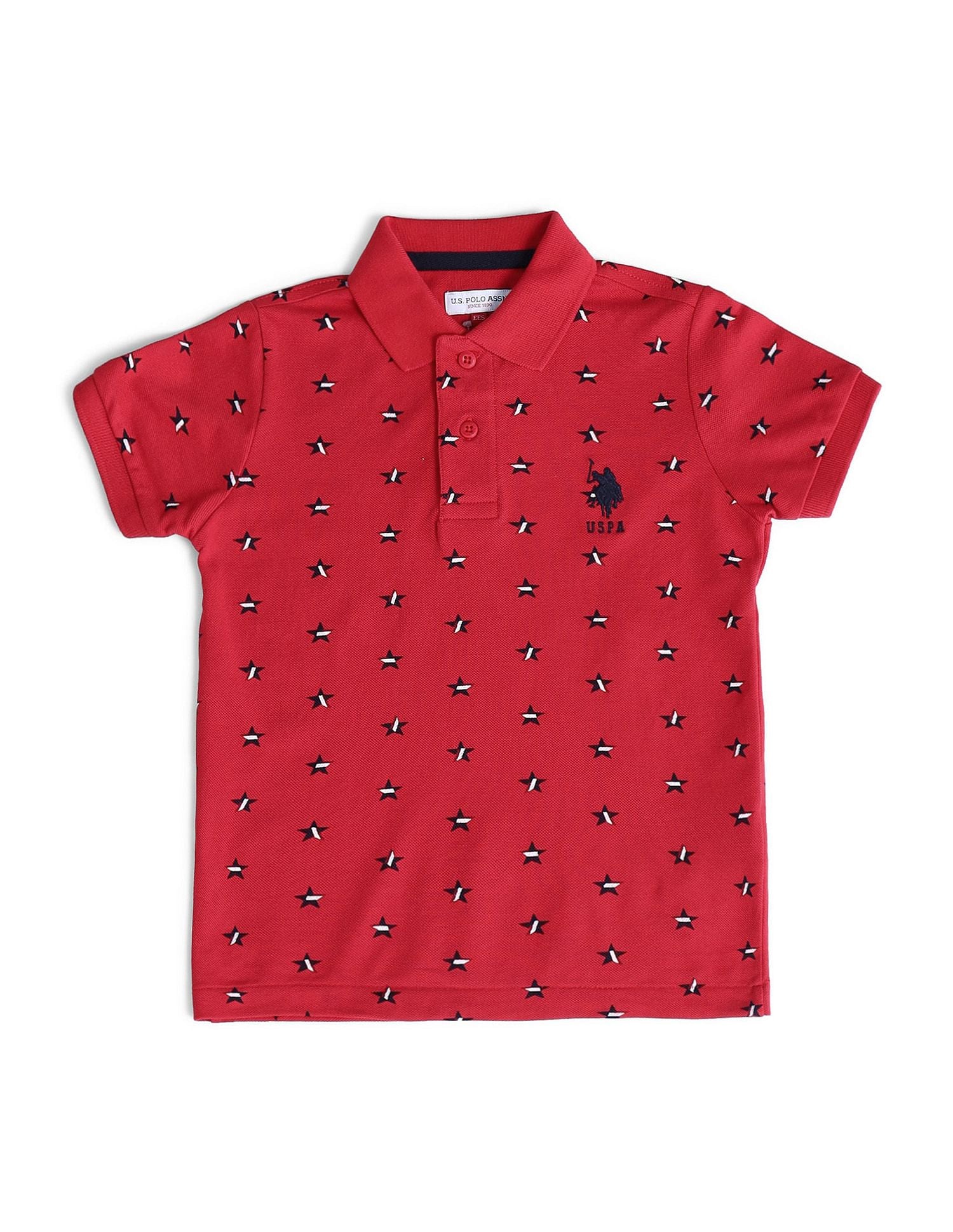 Boys Geometric Polo Shirt Medium Red - U.S. POLO ASSN. | Large