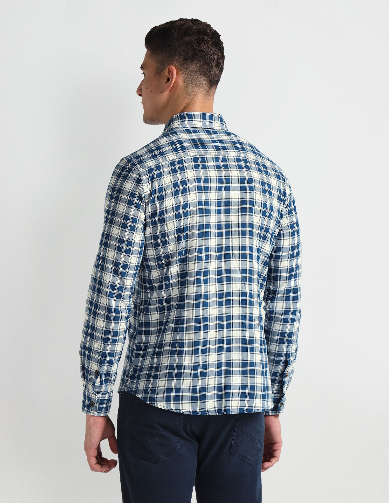 Cutaway Collar Tartan Shirt Blue - U.S. Polo Assn. India | Large