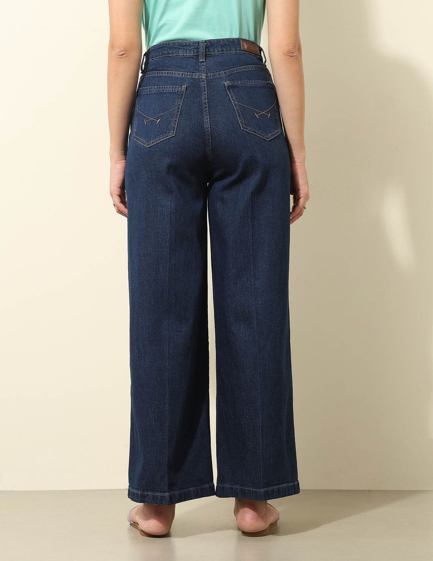 High Rise Wide Leg Jeans Dark Blue - U.S. Polo Assn. India | Large