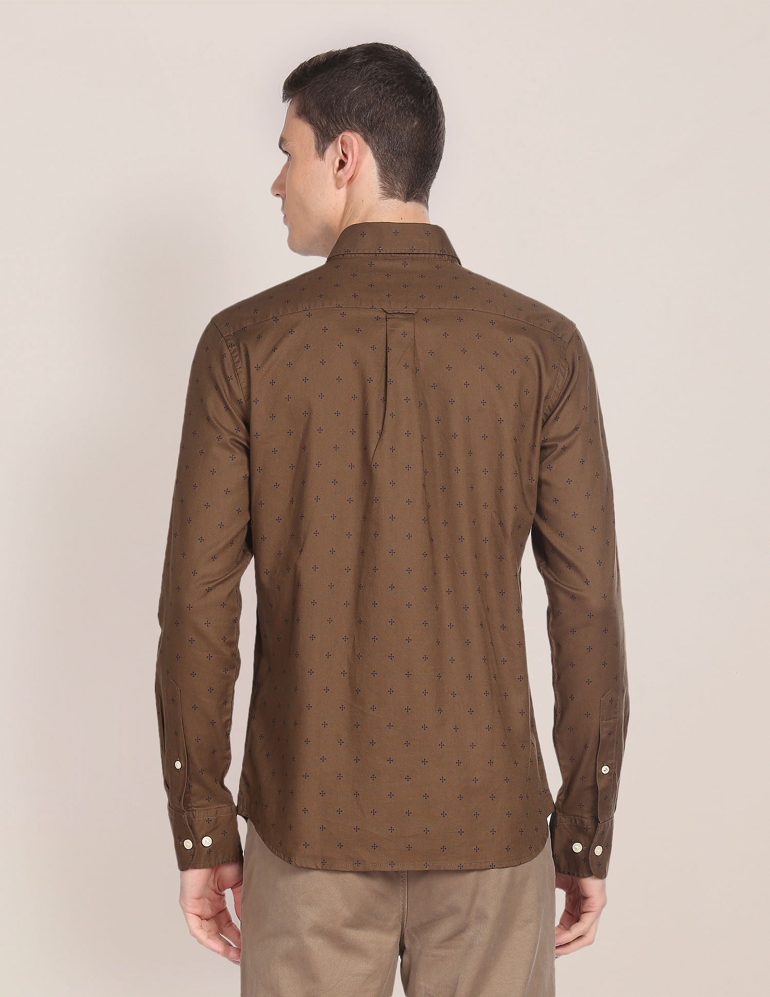 Geometric Print Dobby Shirt Brown - U.S. Polo Assn. India | Large