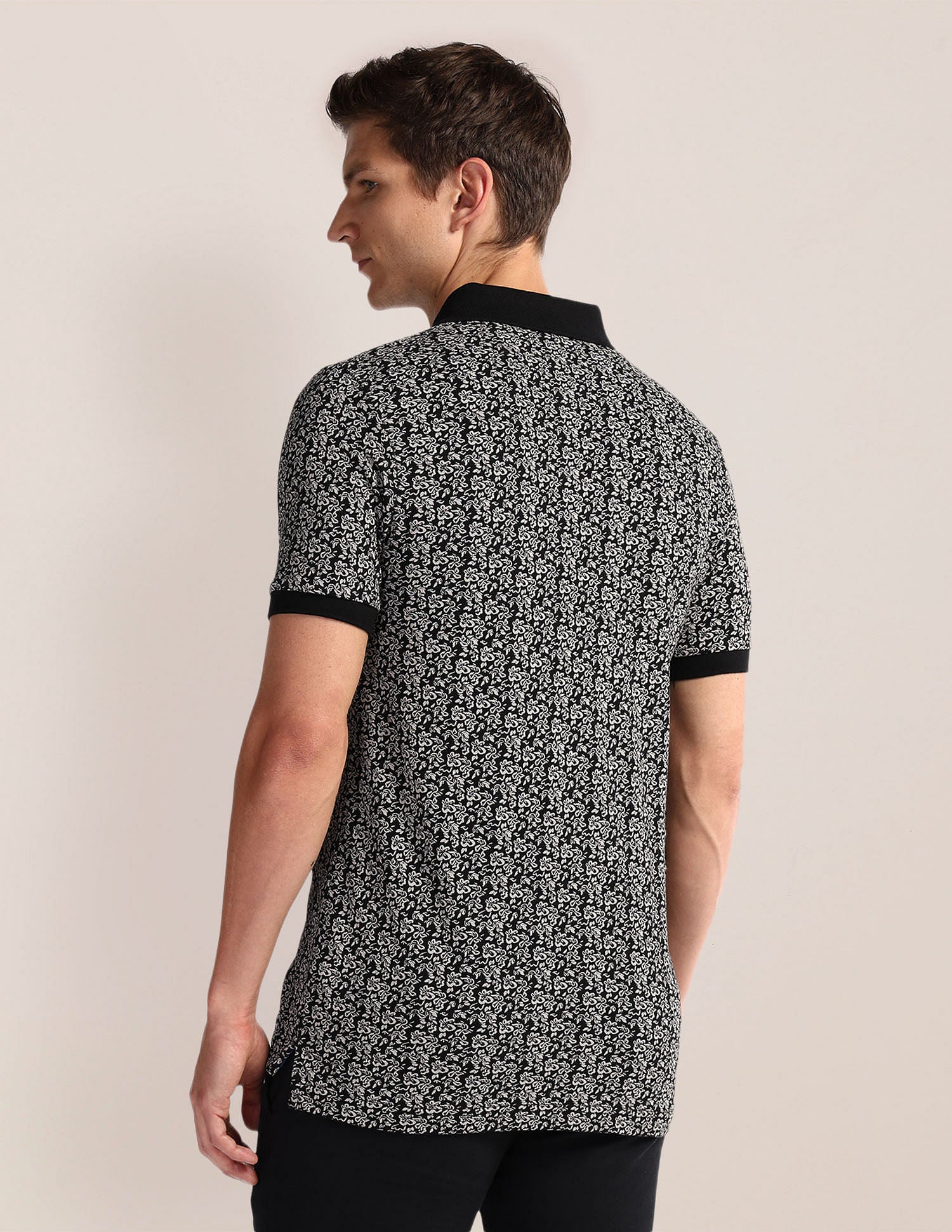 Floral Print Slim Fit Polo Shirt Black - U.S. POLO ASSN. | Large