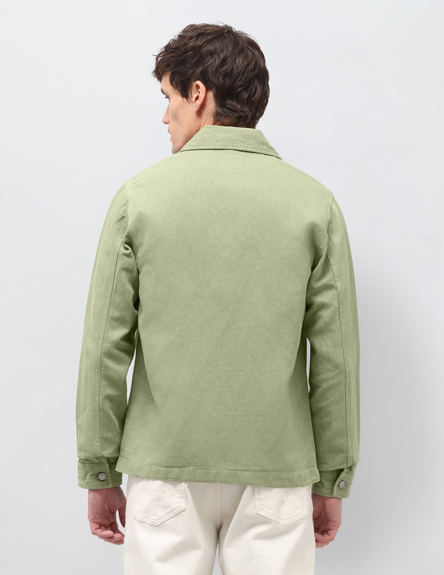 Solid Linen Regular Fit Jacket Green - U.S. Polo Assn. India | Large