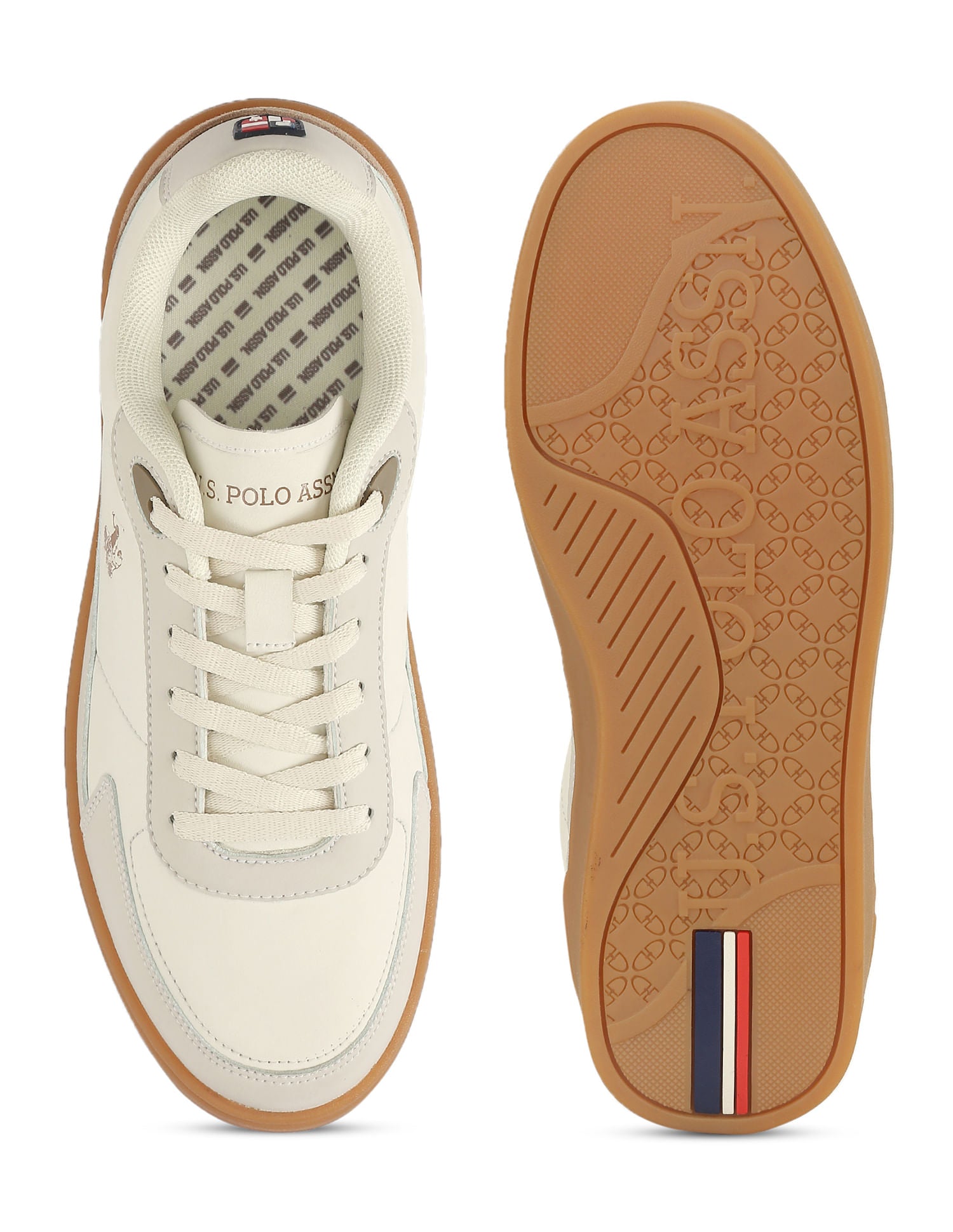 Men Round Toe Crest Sneakers Beige - U.S. POLO ASSN. | Large