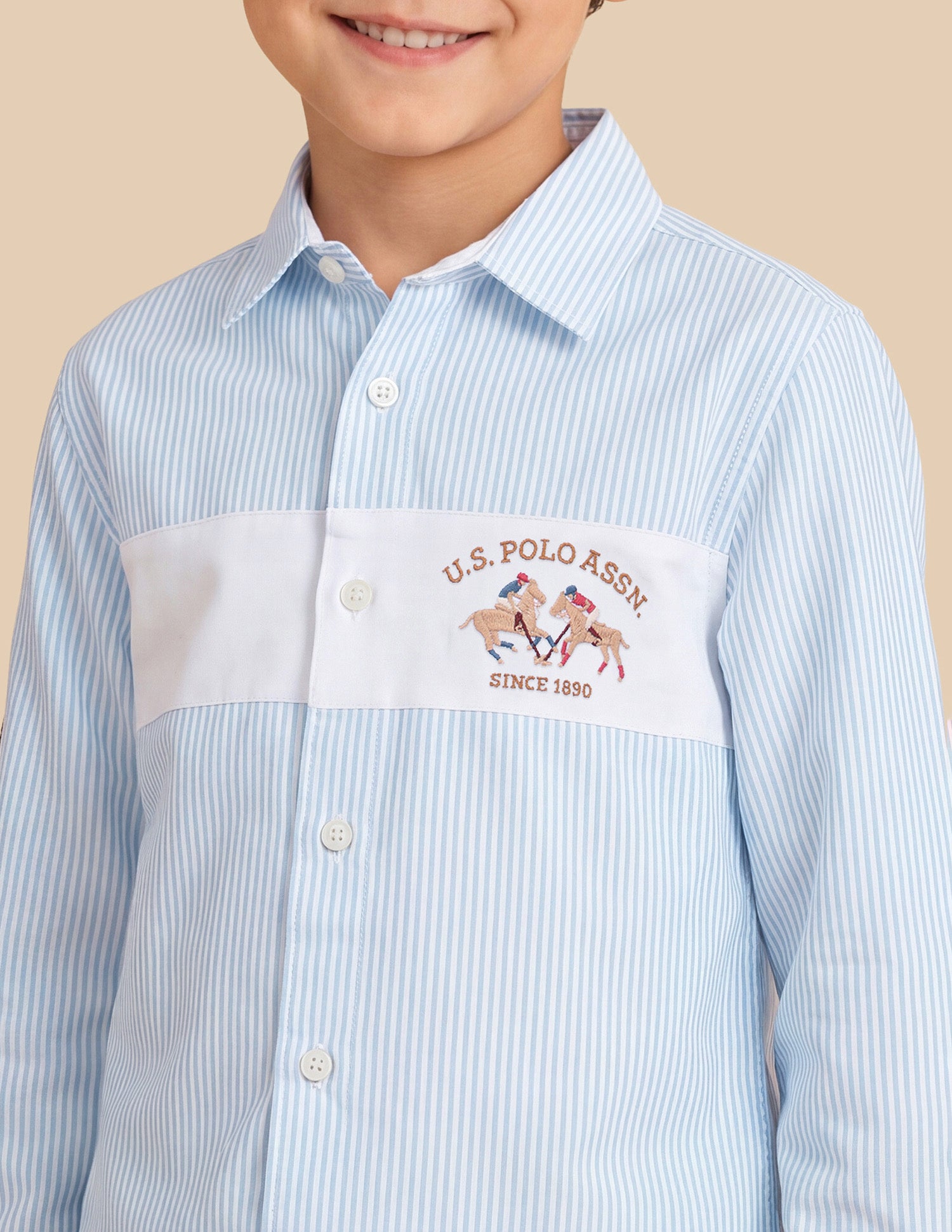 Vertical Striped Oxford Shirt Light Blue - U.S. Polo Assn. India | Large
