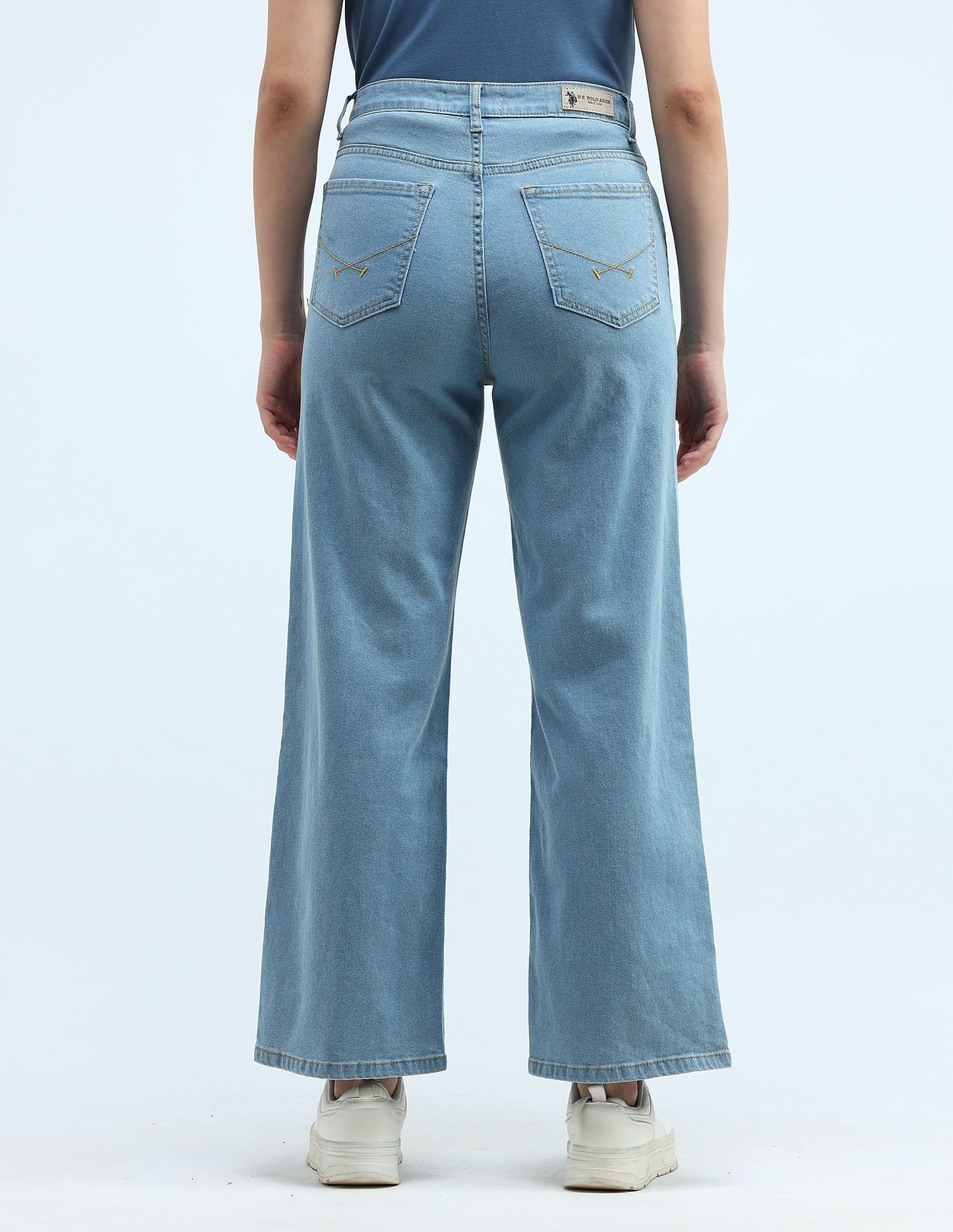 High Rise Wide Leg Jeans Blue - U.S. POLO ASSN. | Large
