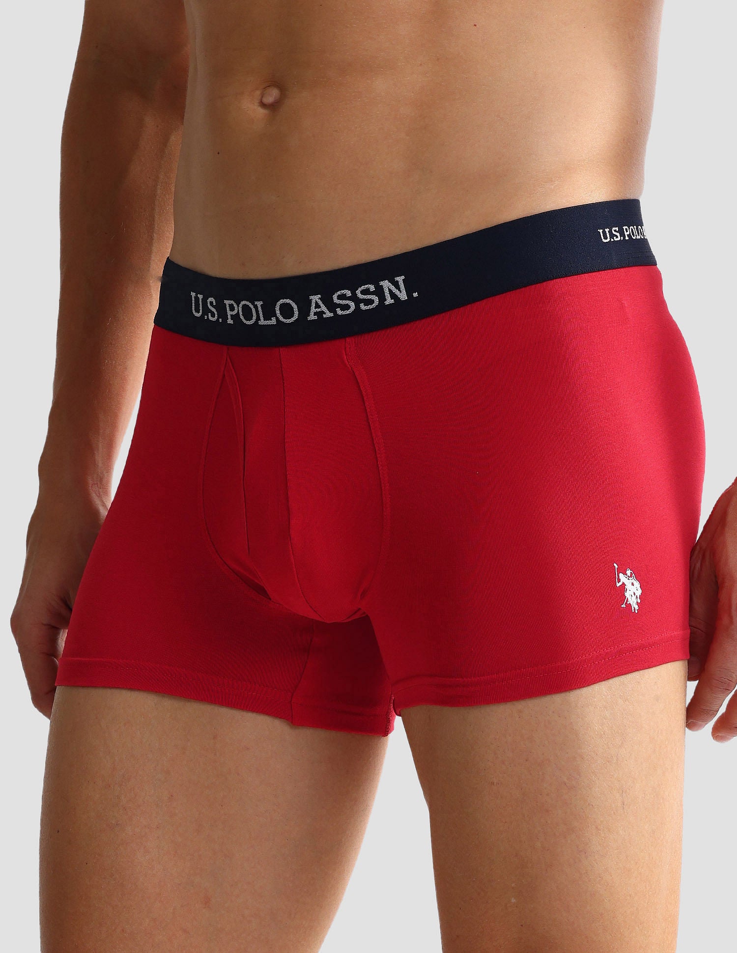 Elastic Waistband Ribbed Solid OET011 Trunks - Pack Of 2 Red and Navy - U.S. POLO ASSN. | Large
