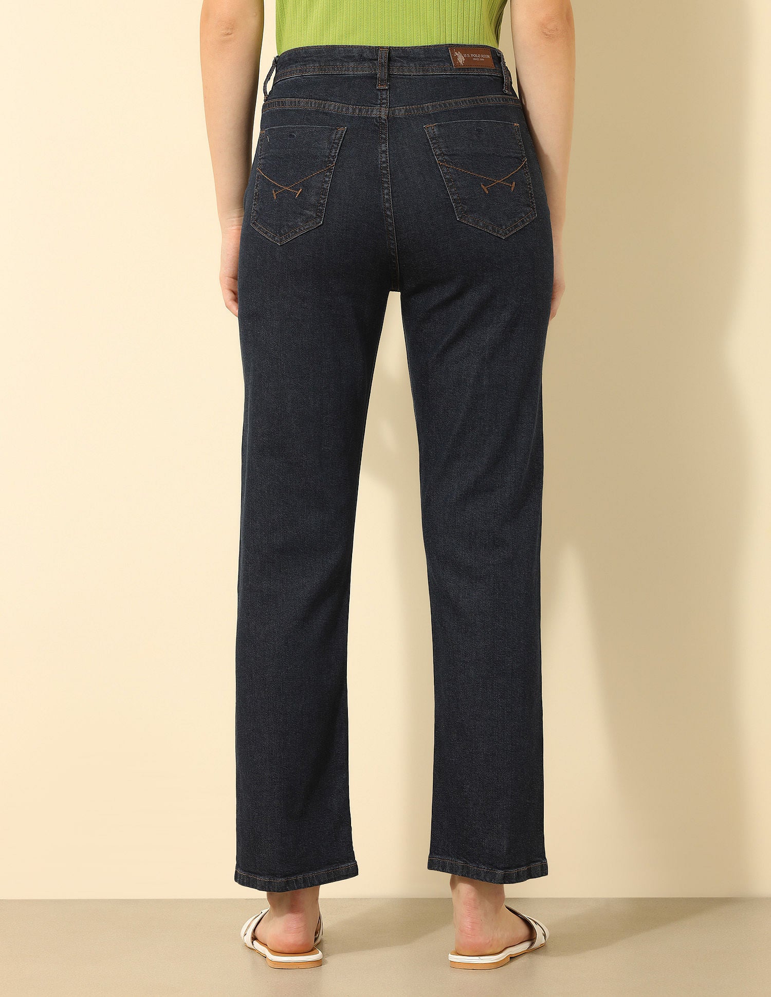 High Rise Straight Fit Jeans Dark Blue - U.S. POLO ASSN. | Large