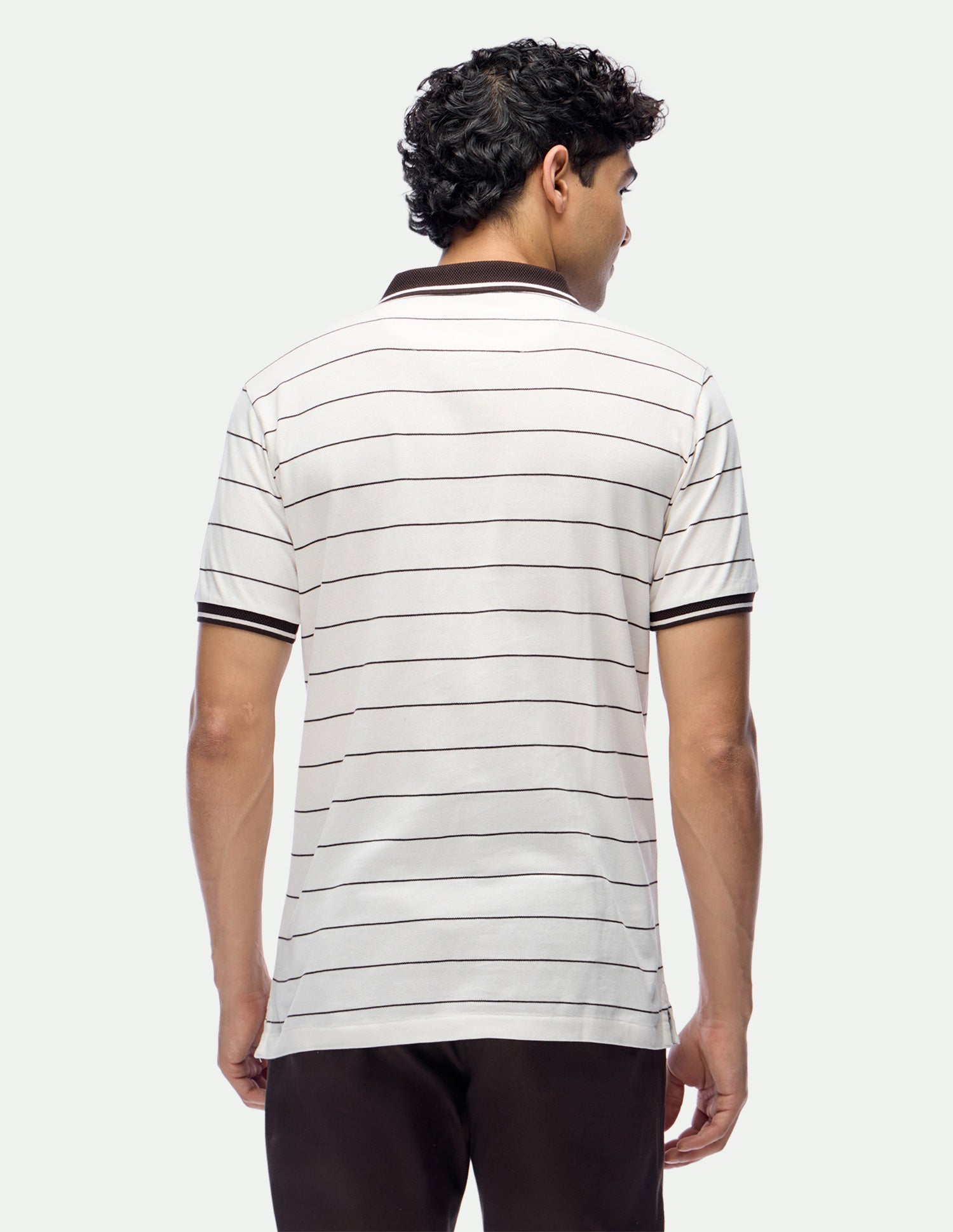Slim Fit Horizontal Striped Polo Shirt Off White - U.S. Polo Assn. India | Large