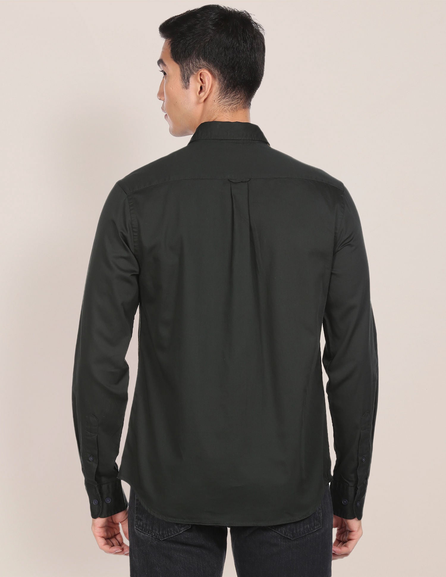 Tailored Regular Fit Solid Casual Shirt Dark Green - U.S. Polo Assn. India | Large