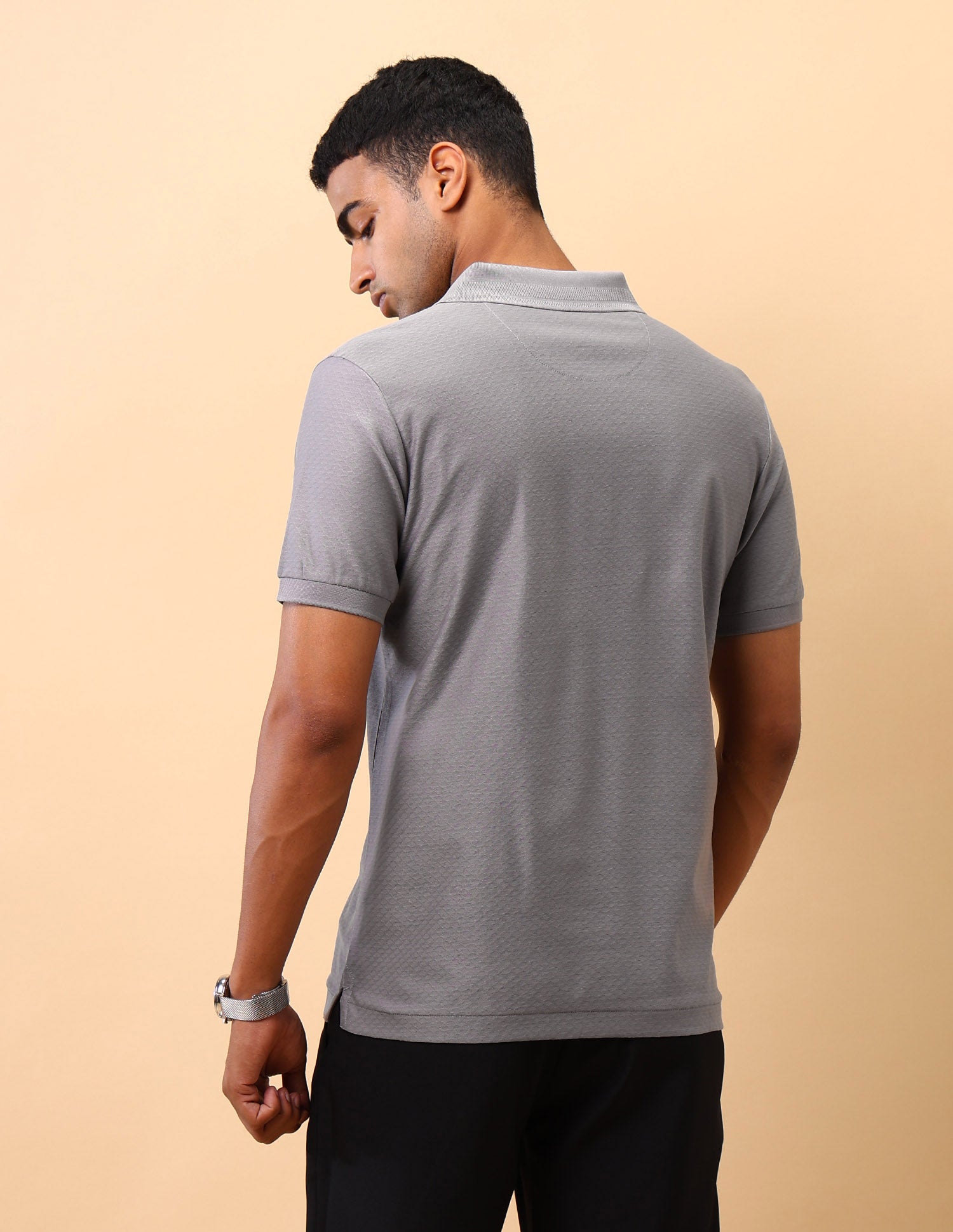 Textured Pure Cotton Polo Shirt Grey - U.S. POLO ASSN. | Large