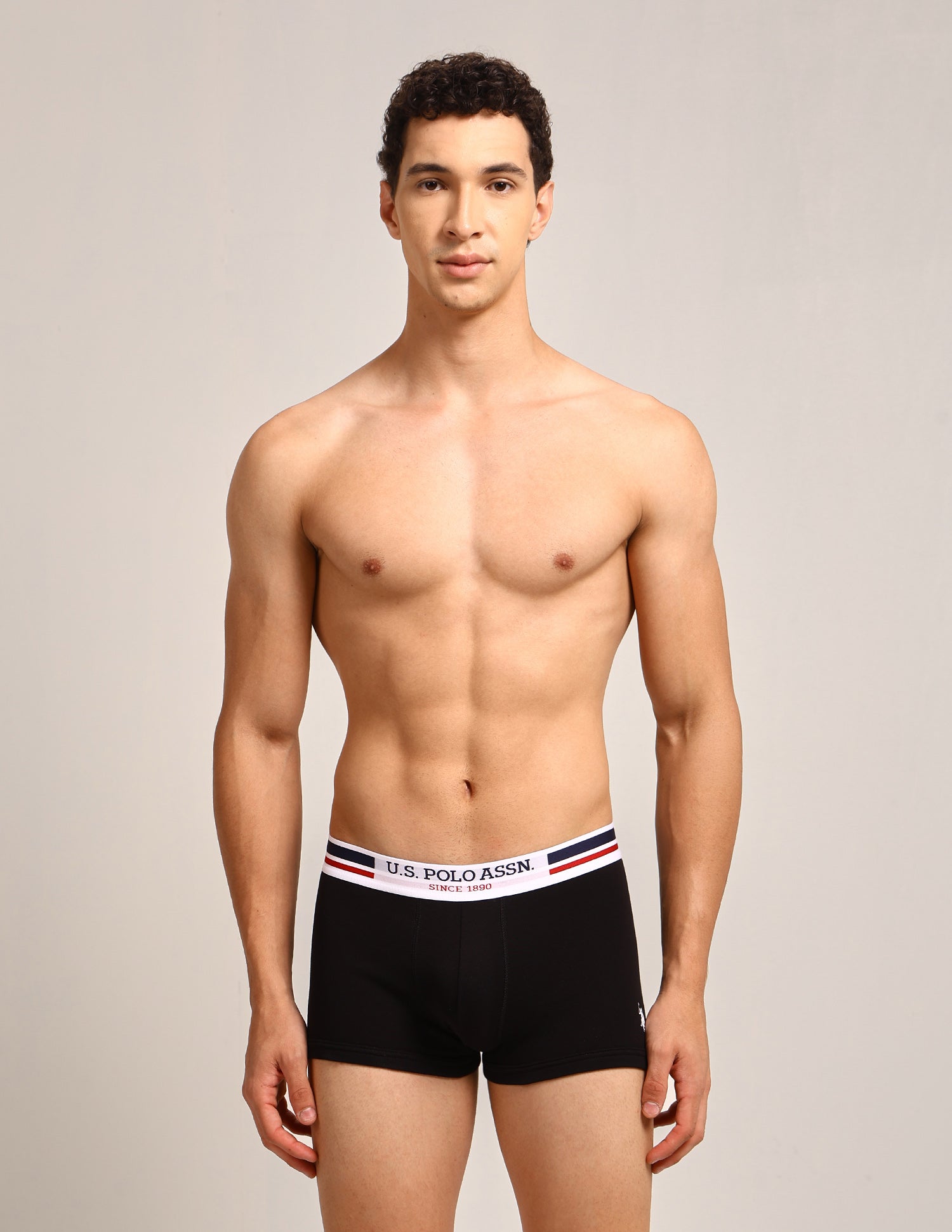 Elastic Waistband Ribbed I641 Trunks - Pack Of 3 Teal Grey- Black- Olive - U.S. Polo Assn. India | Large