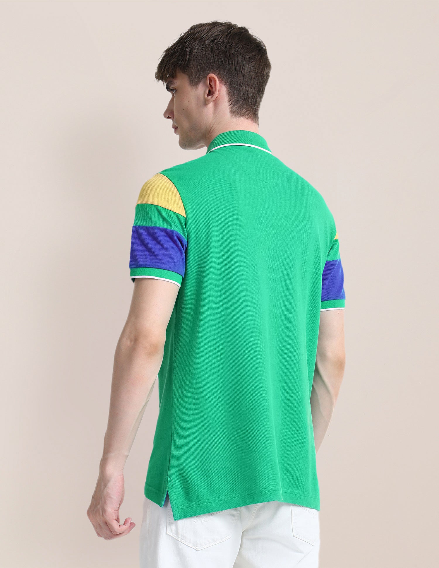 Colour Blocked Slim Fit Polo Shirt Green - U.S. Polo Assn. India | Large