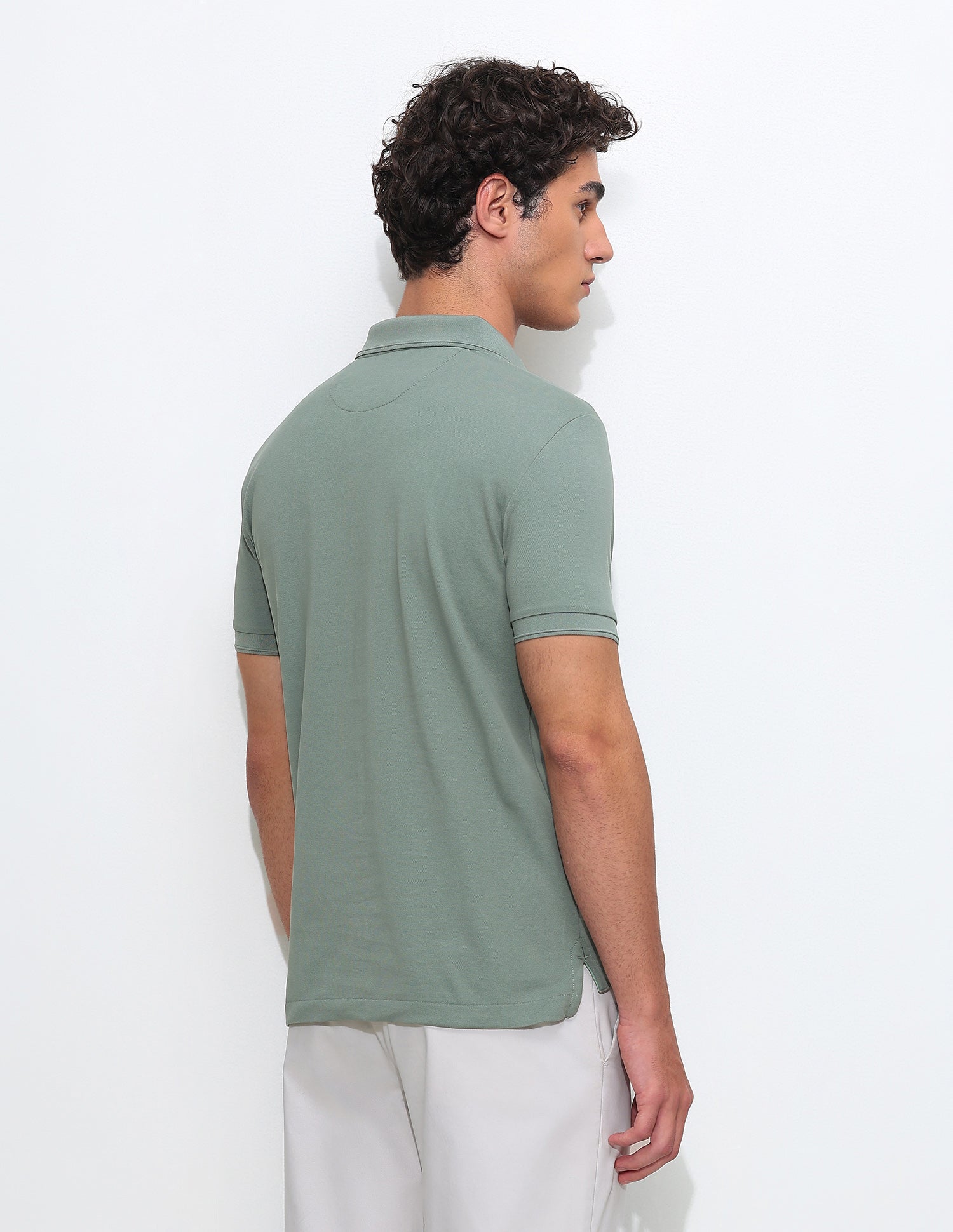 Solid Slim Fit Polo Shirt Green - U.S. Polo Assn. India | Large