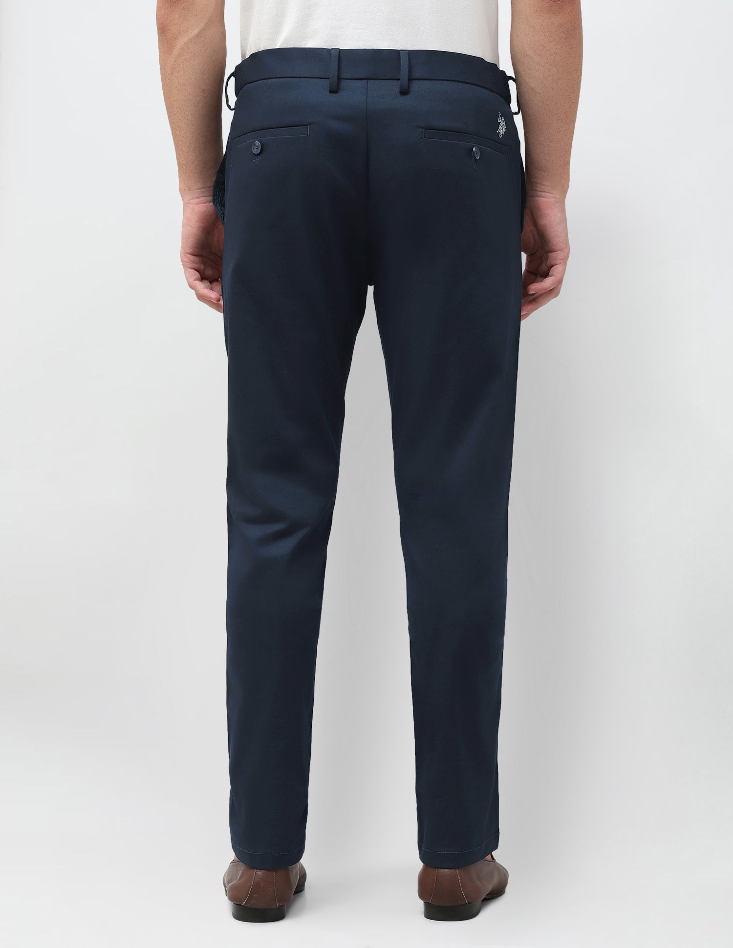 Denver Slim Fit Twill Trousers Navy - U.S. Polo Assn. India | Large