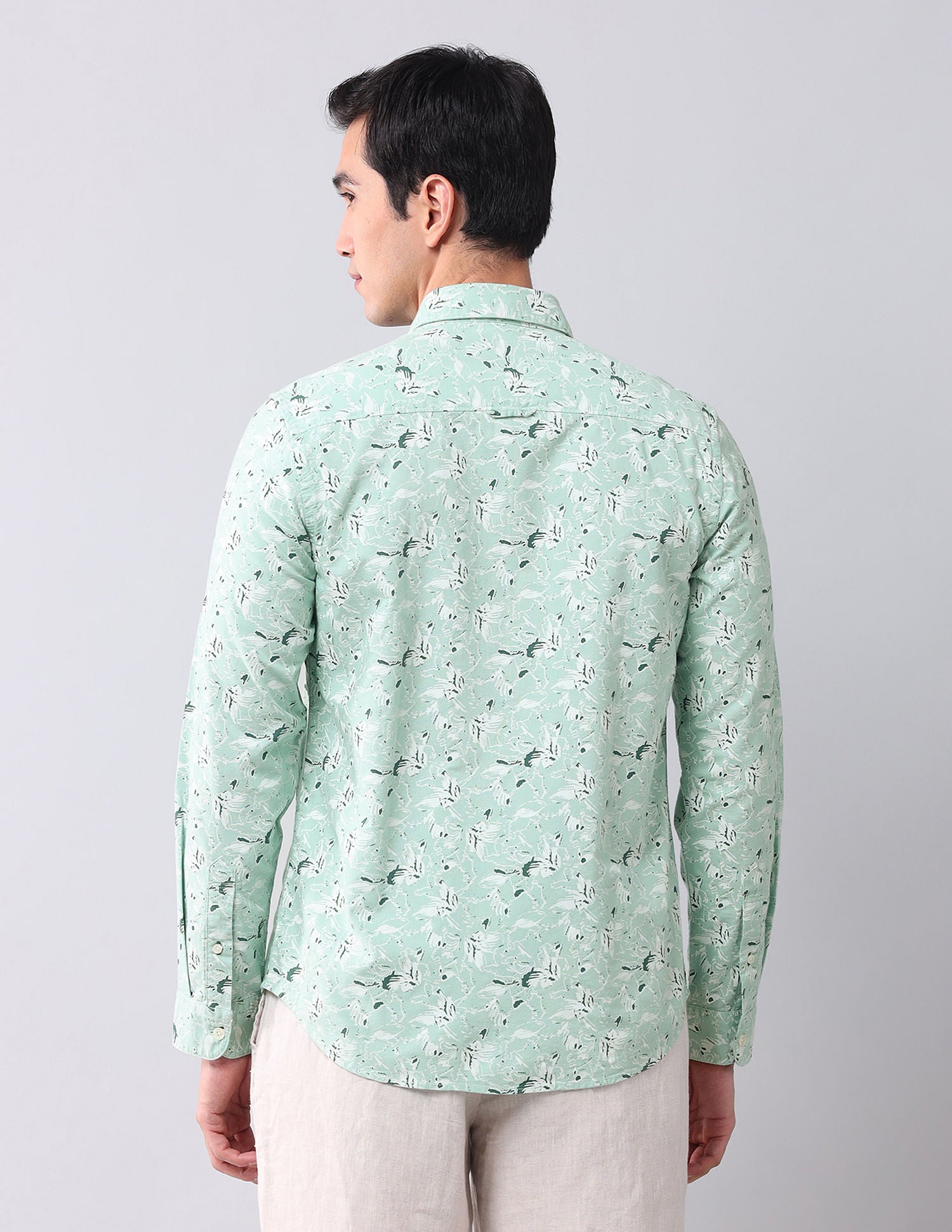 Regular Fit Dobby Printed Shirt Light Olive - U.S. POLO ASSN. | Large