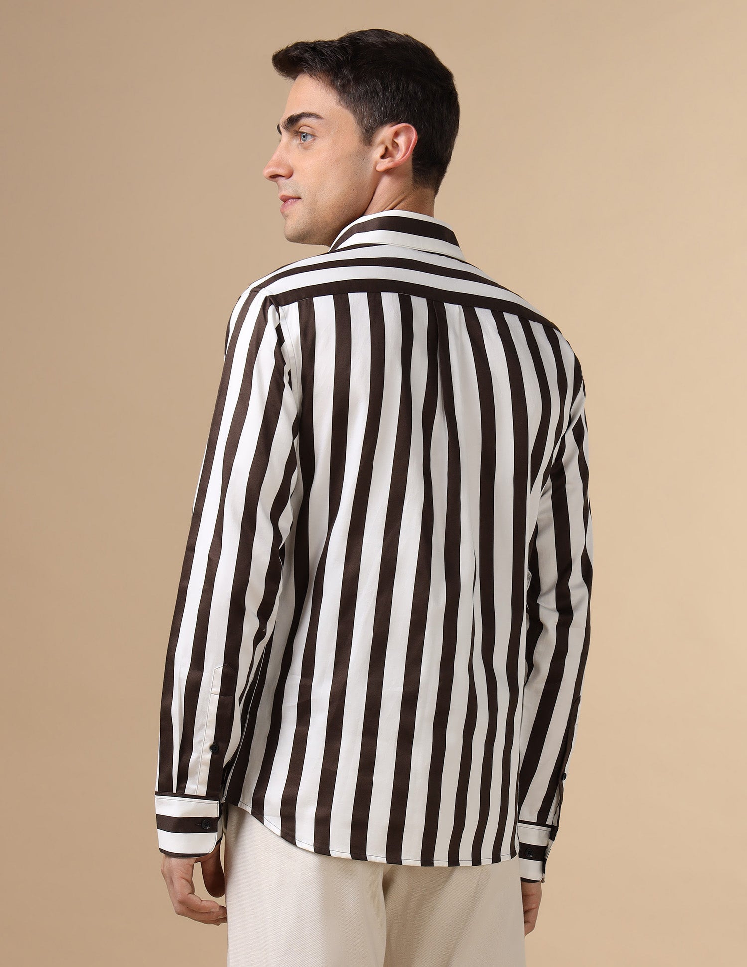 Vertical Striped Pure Cotton Shirt Choco - U.S. POLO ASSN. | Large