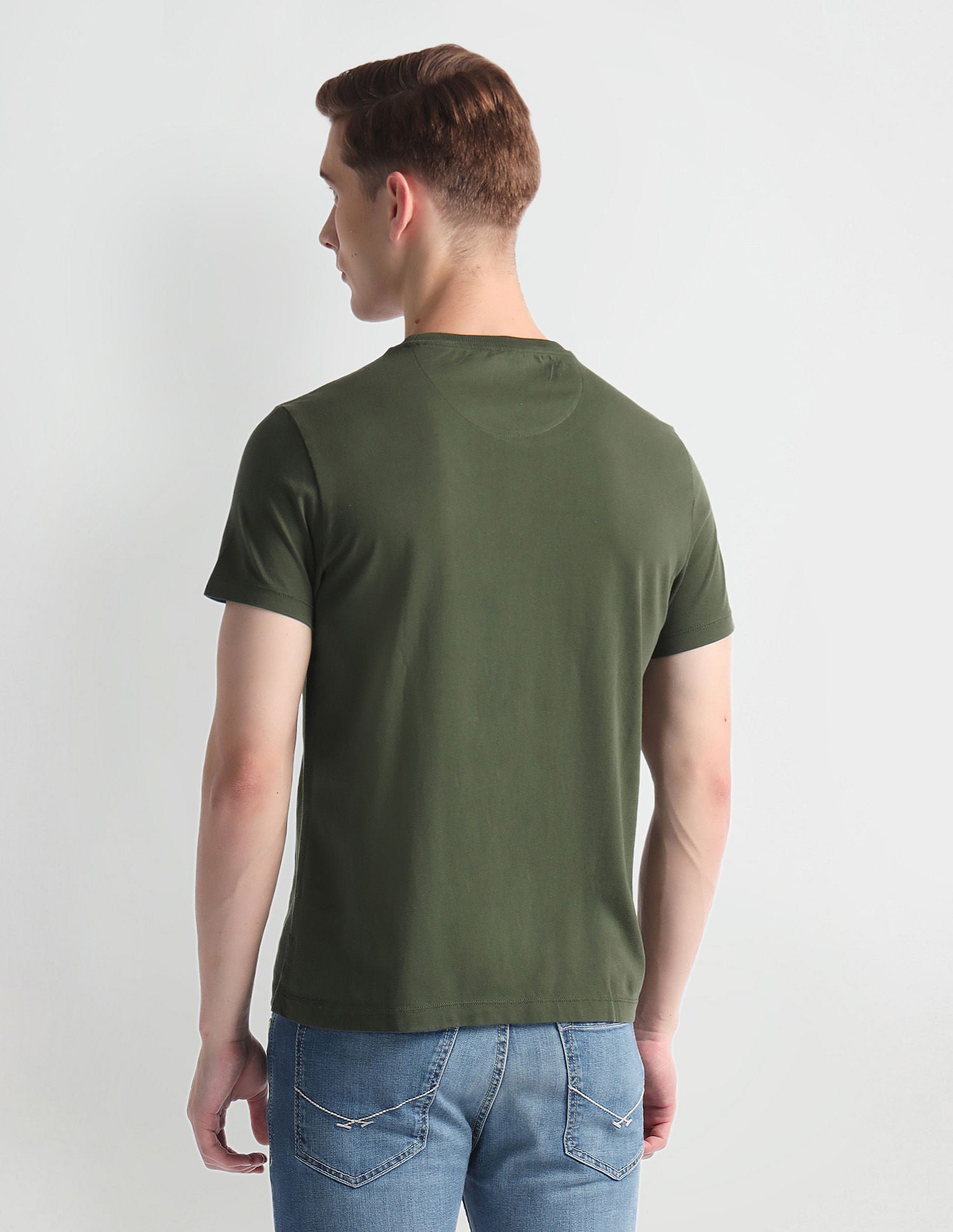 Crew Neck Brand Print T-Shirt Olive - U.S. Polo Assn. India | Large