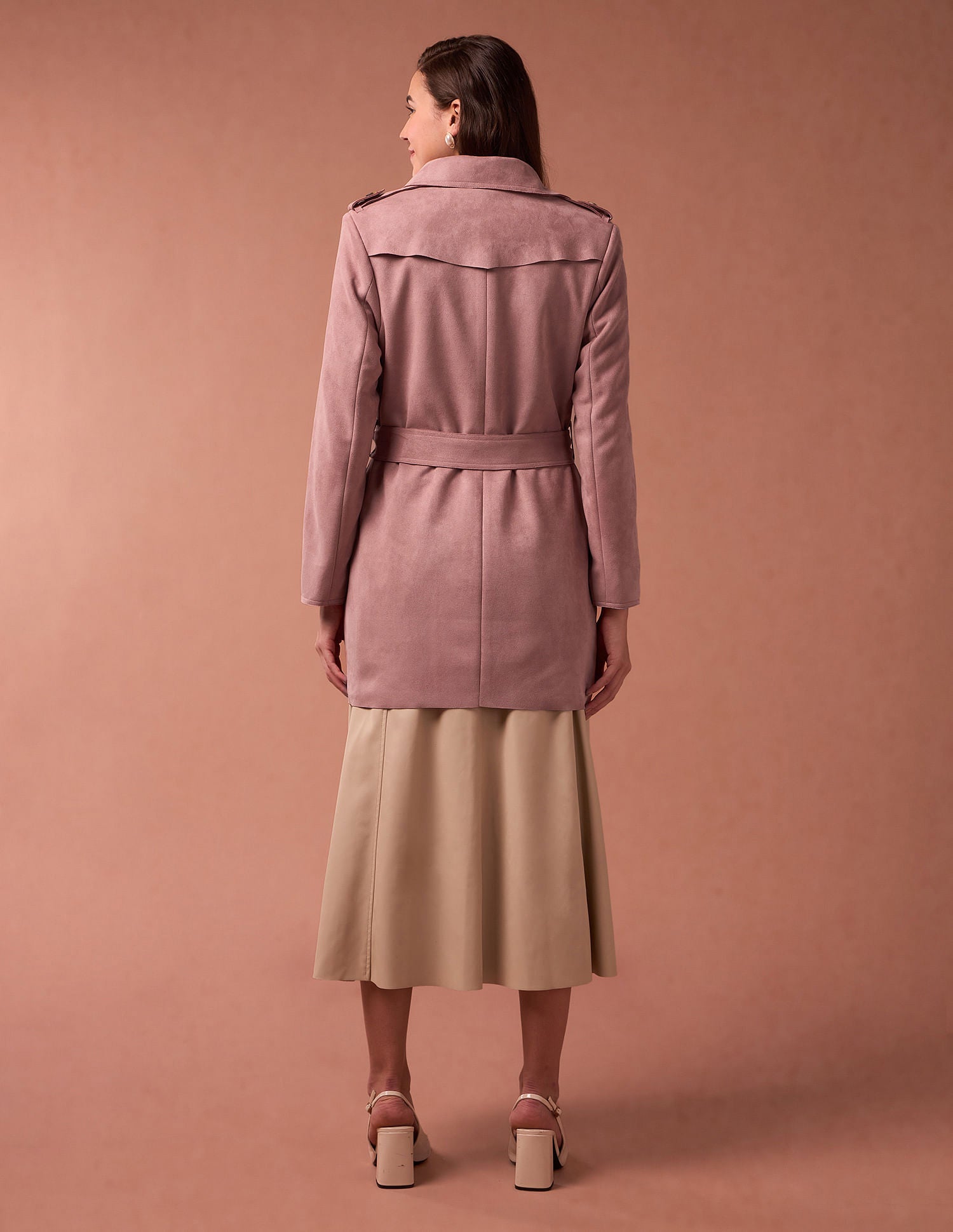 Suede Lapel Collar Jacket Dark Pink - U.S. POLO ASSN. | Large