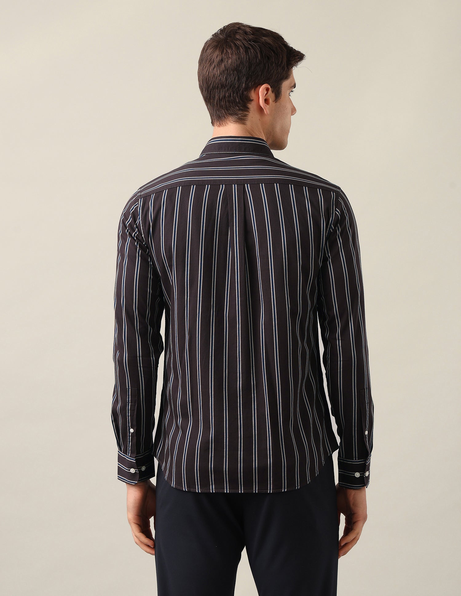Tailored Fit Vertical Striped Shirt Choco - U.S. Polo Assn. India | Large