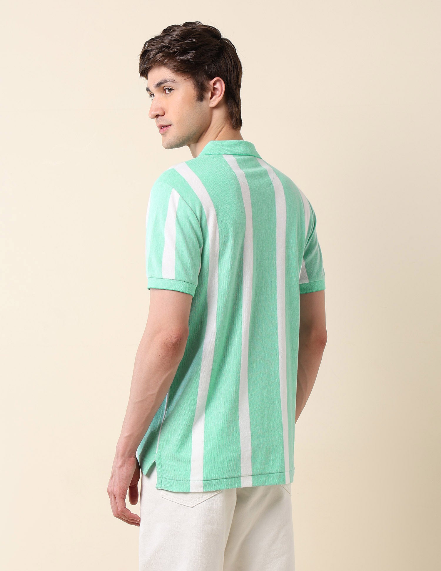 Pure Cotton Summer Splash Polo Shirt Light Green - U.S. Polo Assn. India | Large