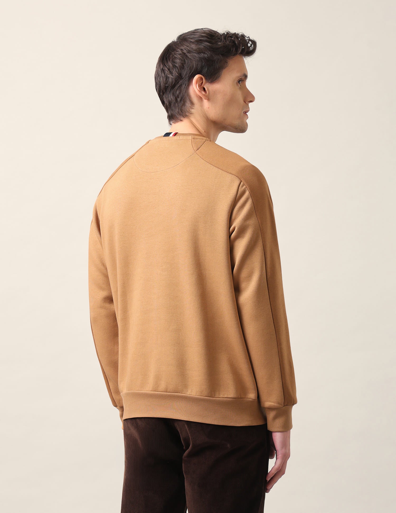 Crew Neck Embroidered Sweatshirt Brown - U.S. Polo Assn. India | Large
