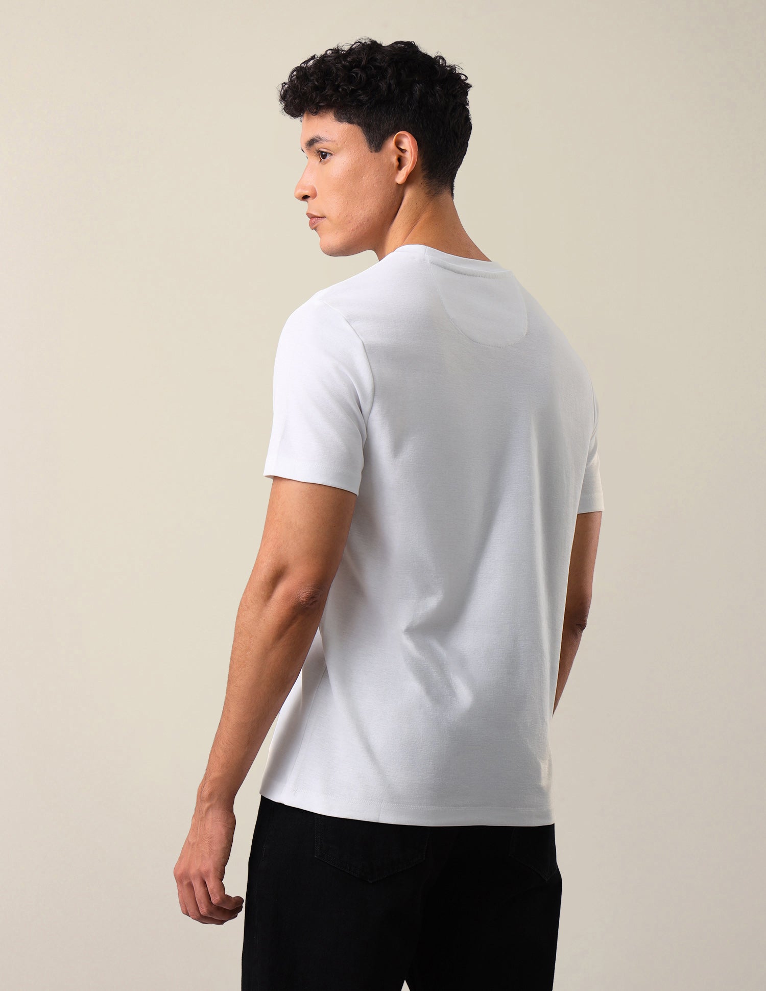 Brand Embossed Slim Fit T-Shirt Ivory - U.S. Polo Assn. India | Large