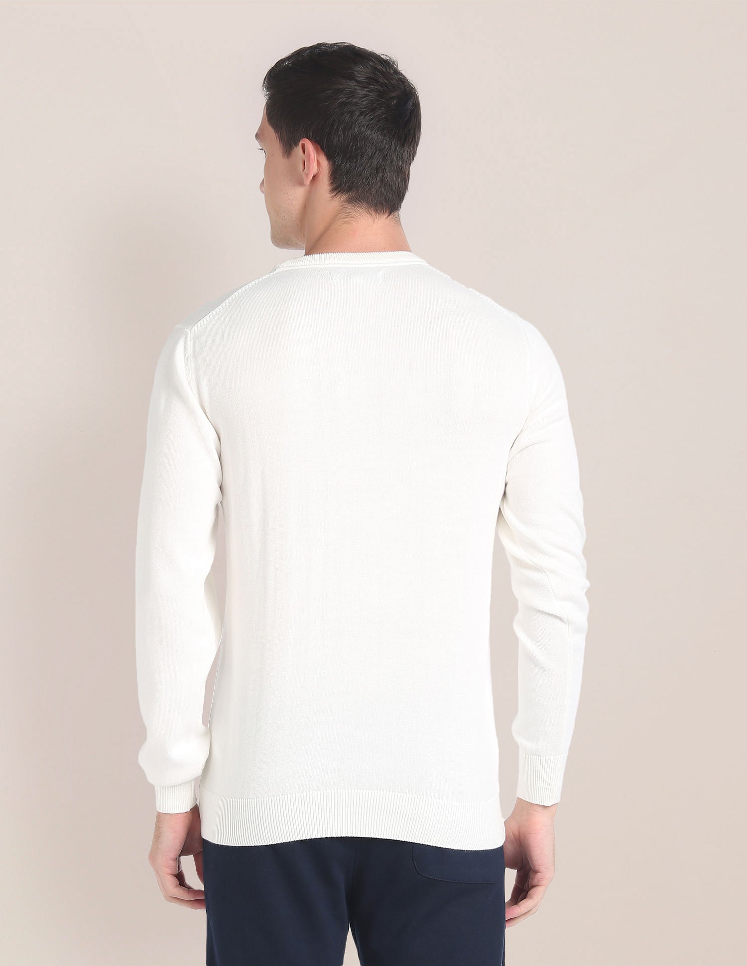 Knit Logo Cotton Sweater Off-White - U.S. POLO ASSN. | Large