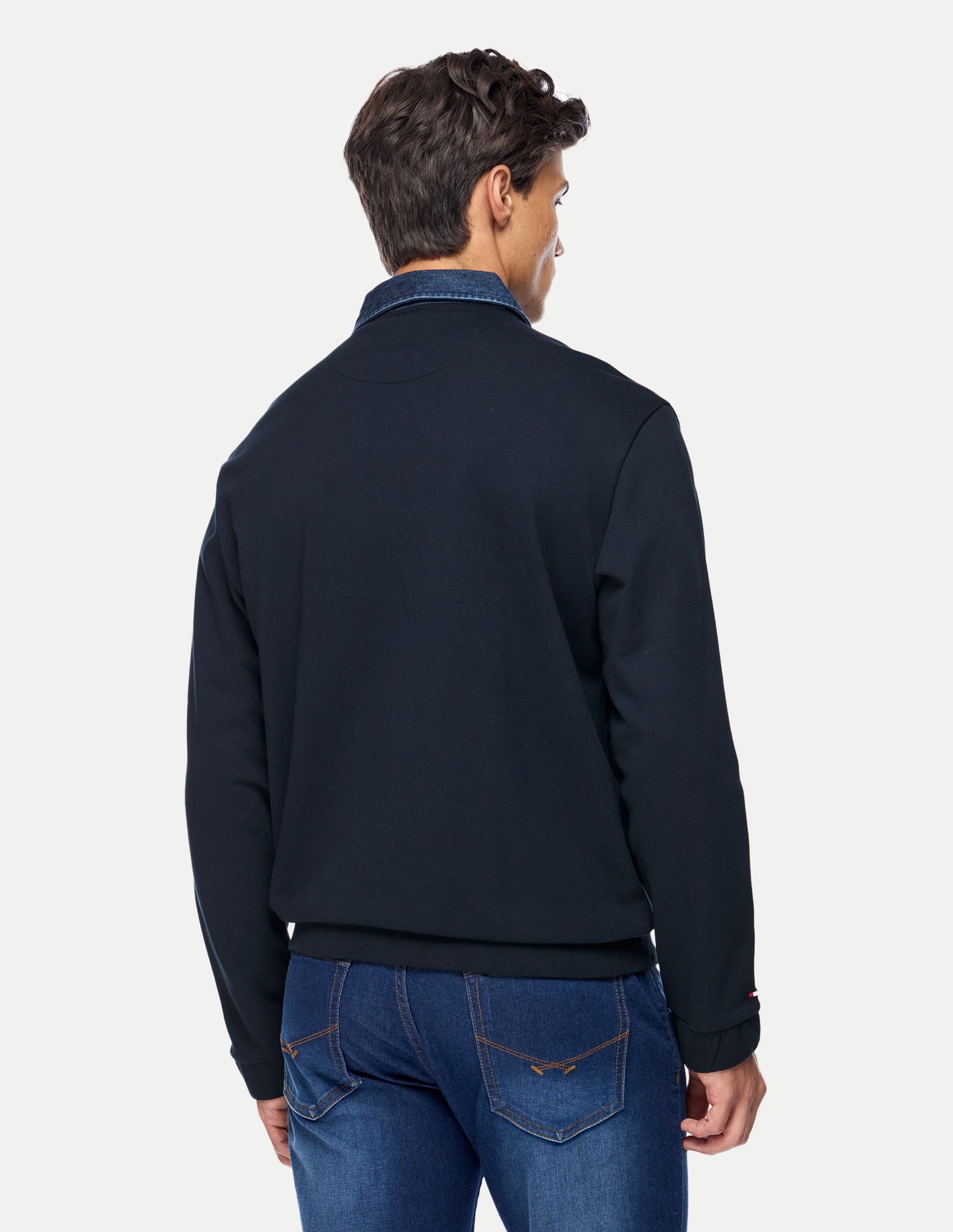 Solid Regular Fit Zipper Sweatshirt Navy - U.S. Polo Assn. India | Large