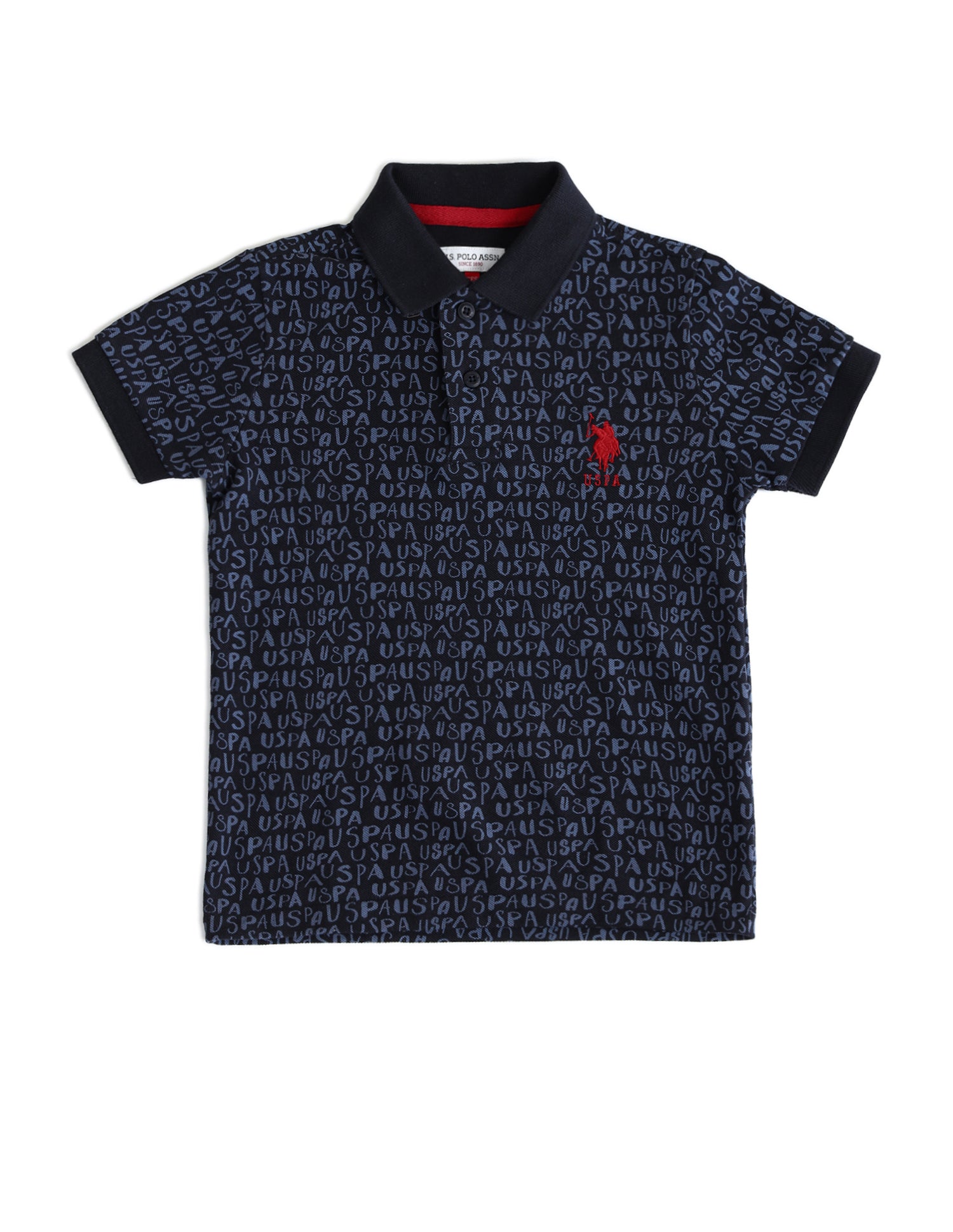 Boys Brand Printed Regular Fit Polo Shirts Navy - U.S. POLO ASSN. | Large