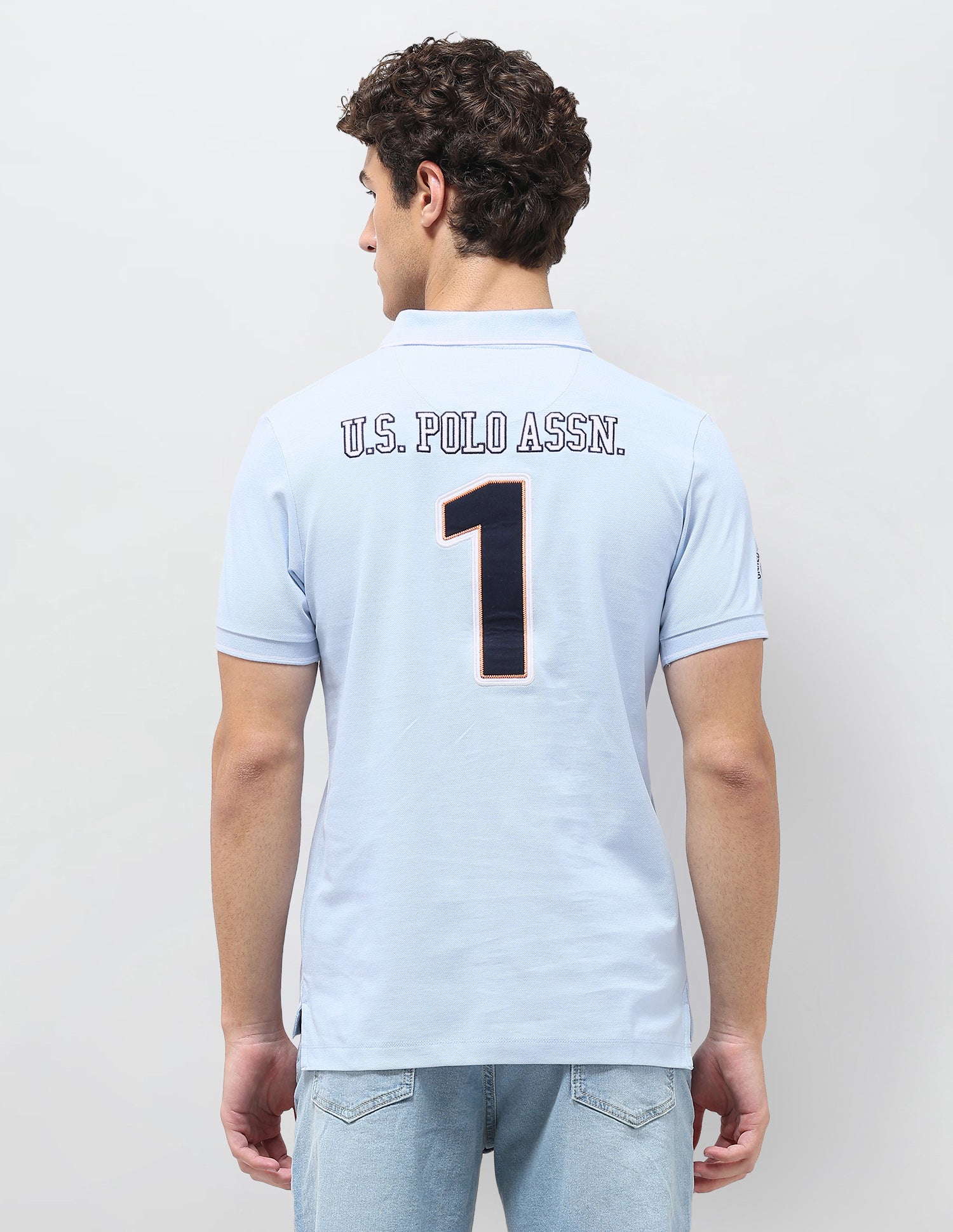 Diagonal Colorblocked Brand Embroidered Polo Shirt Light Blue - U.S. Polo Assn. India | Large