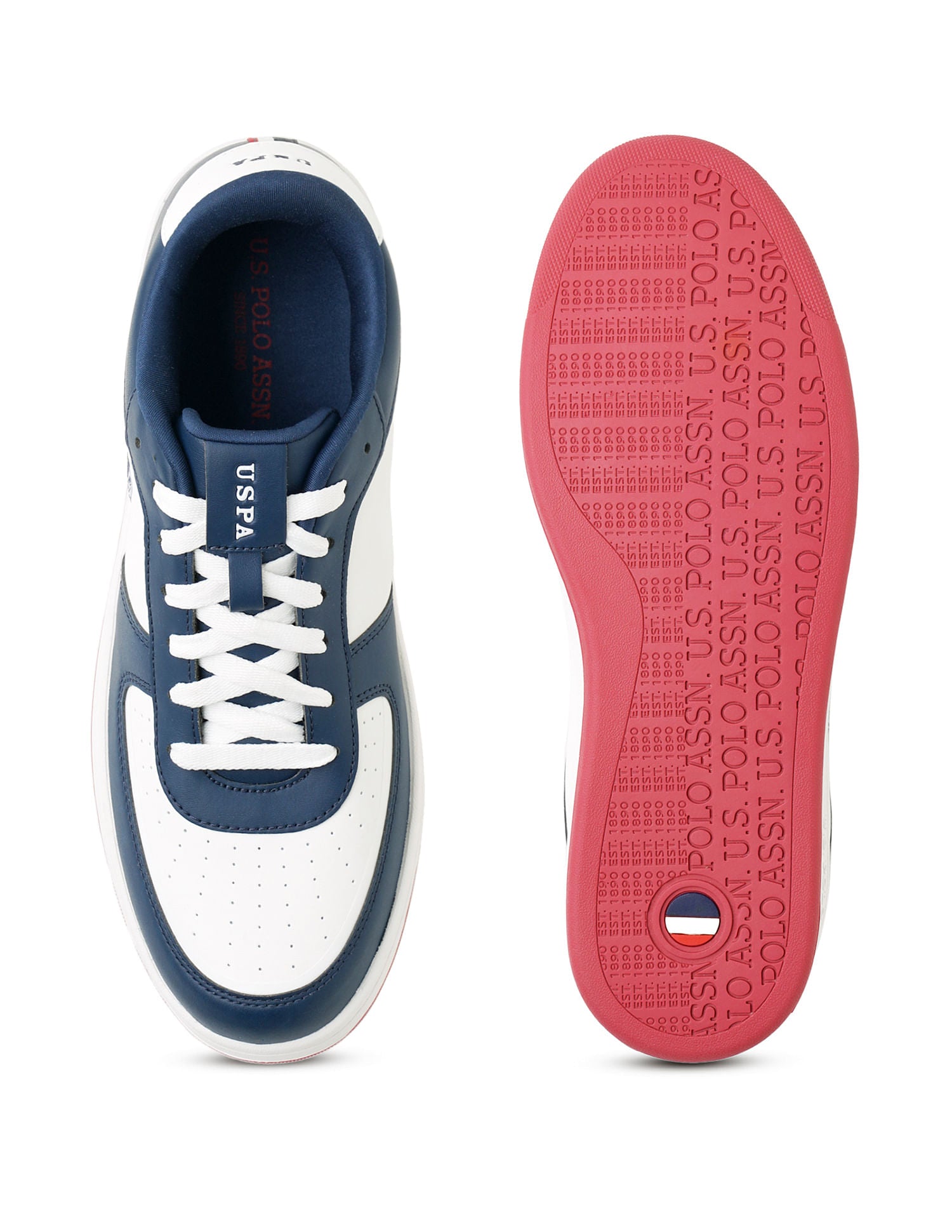 Men Rein 2.0 Dk. Blue Retro Court Sneakers Navy and White - U.S. POLO ASSN. | Large