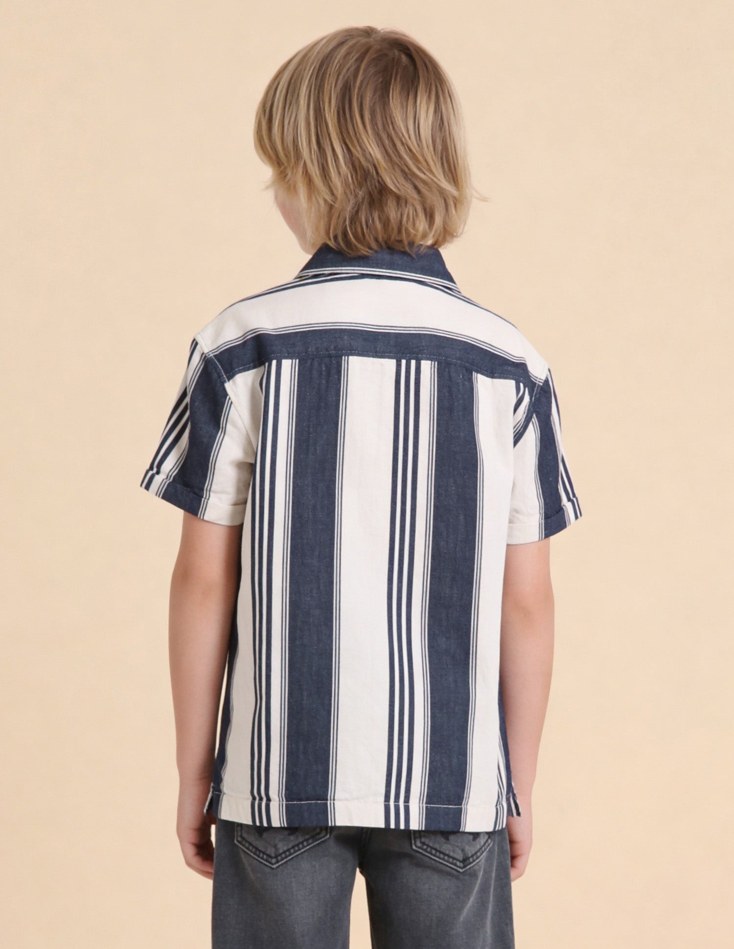 Vertical Striped Twill Weave Shirt Navy - U.S. Polo Assn. India | Large