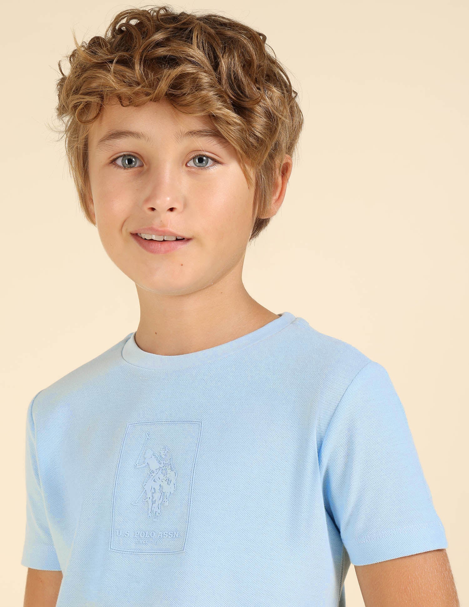 Boys Brand Printed Regular Fit T-Shirt Light Blue - U.S. POLO ASSN. | Large