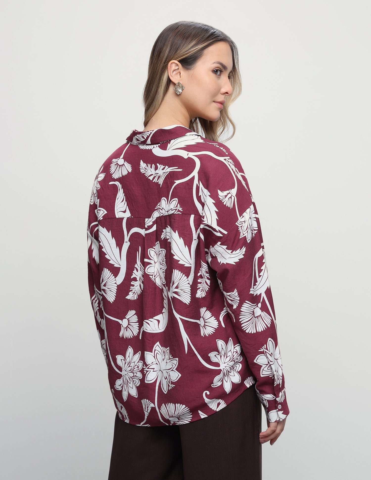 Floral Printed Boyfriend Fit Shirt Red - U.S. Polo Assn. India | Large