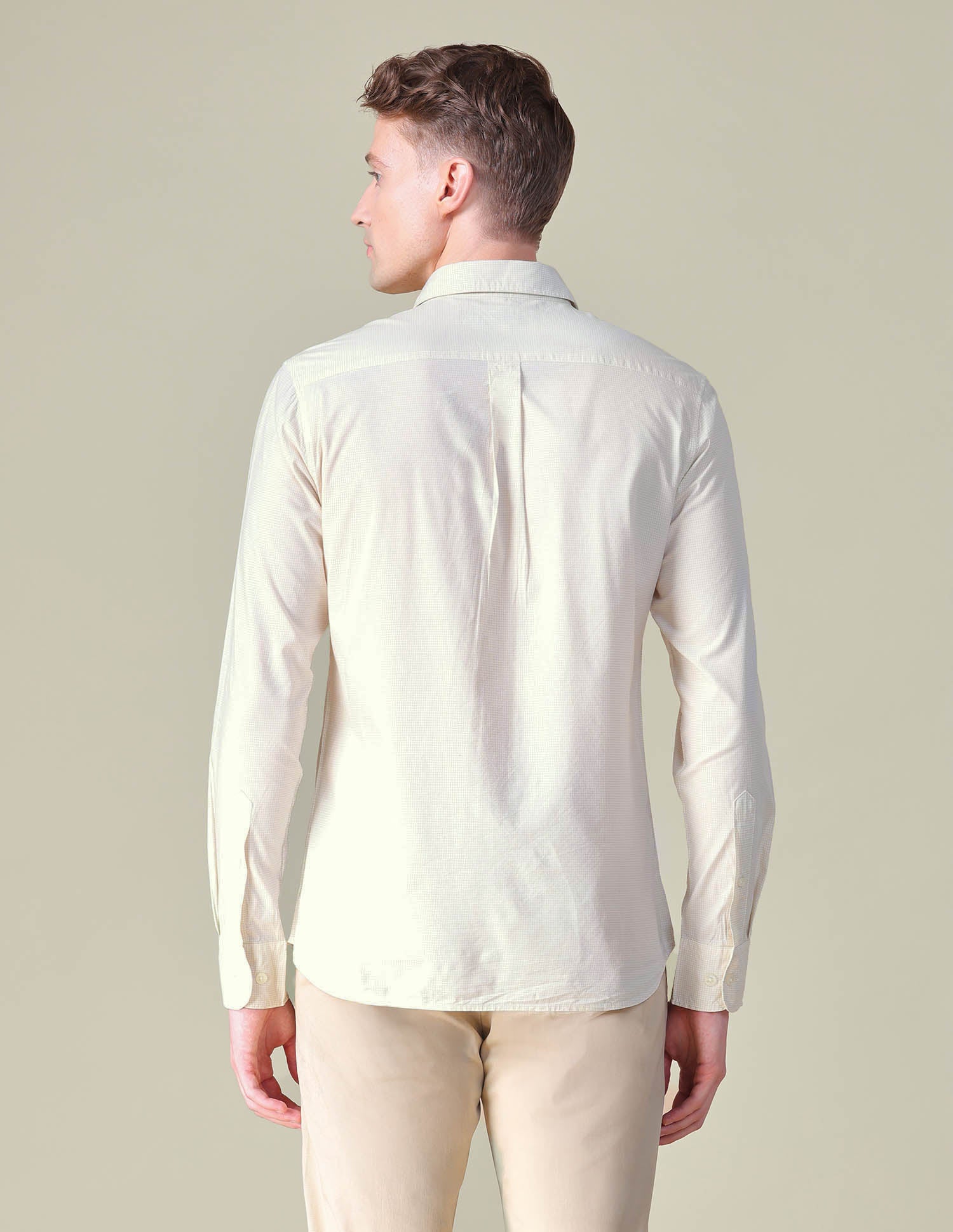 Gingham Checked Tailored Fit Shirt Beige - U.S. POLO ASSN. | Large