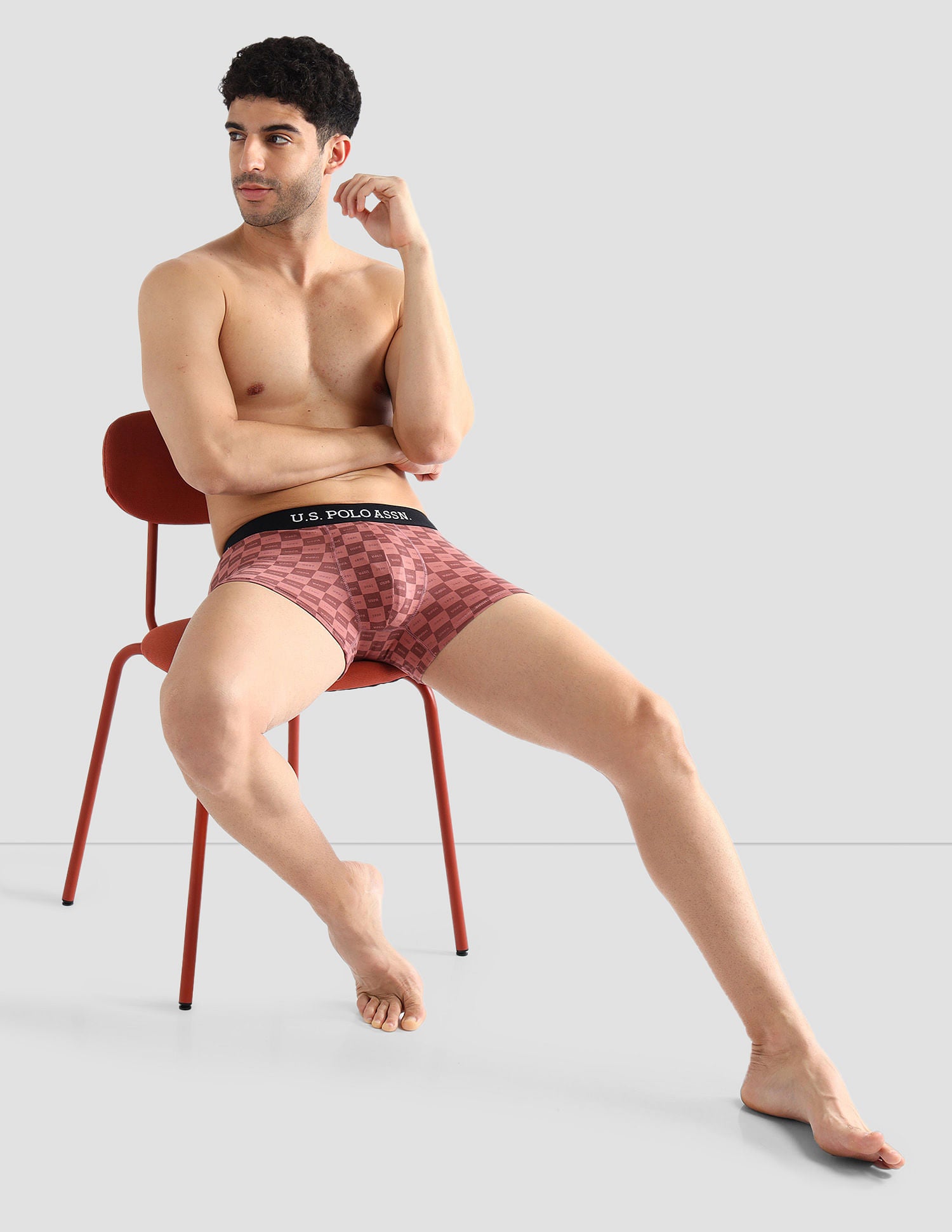 Elasticized Waist Solid OET14 Trunks - Pack Of 3 Old Rose, Iced Coffee and White - U.S. POLO ASSN. | Large