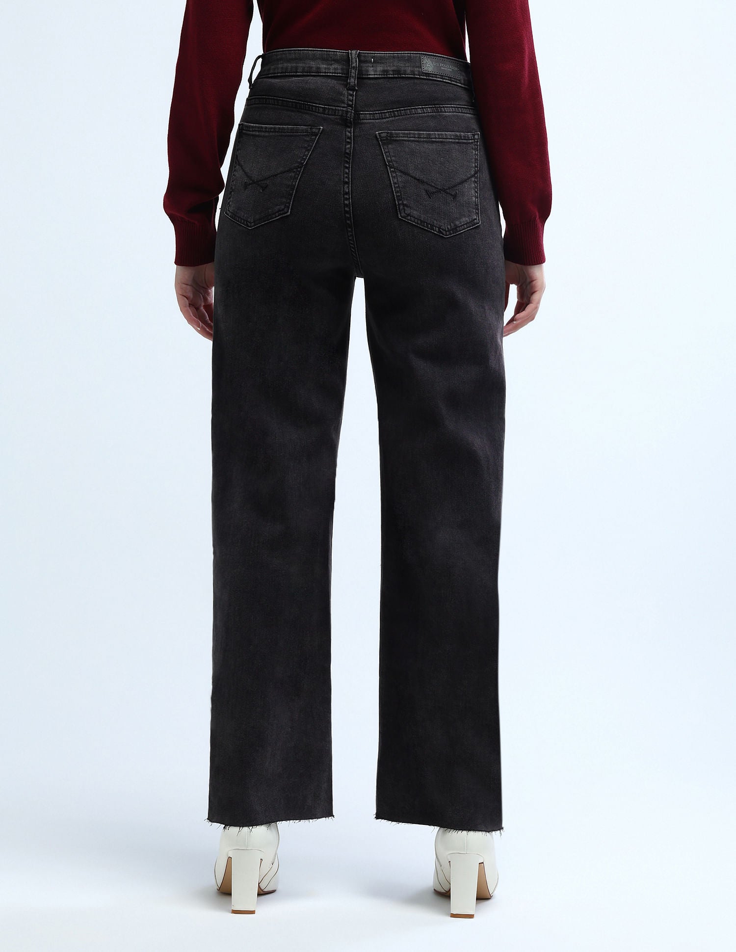 High Rise Wideleg Stretchable Jeans Dark Grey - U.S. POLO ASSN. | Large