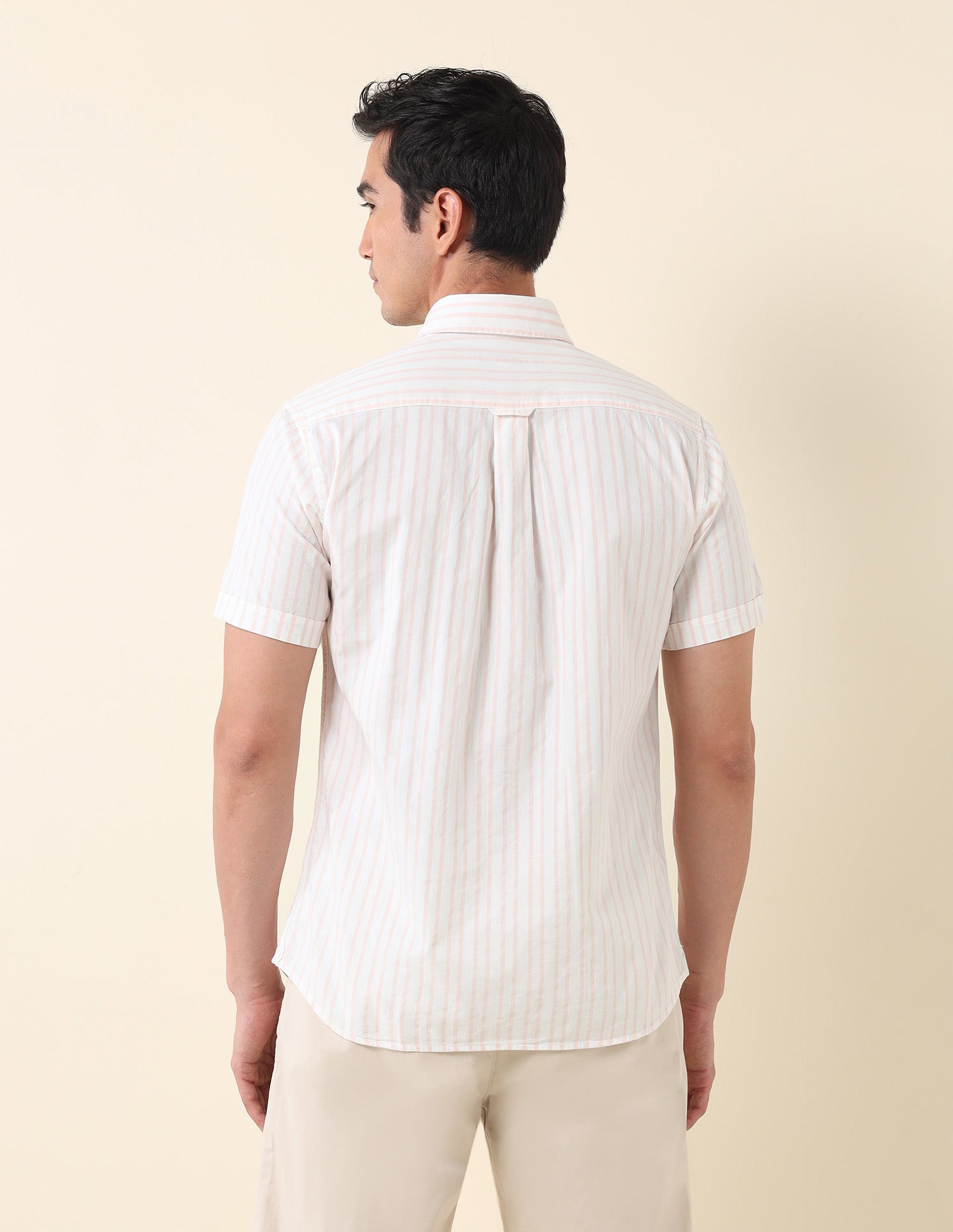 Vertical Striped Tailored Fit Shirt Peach - U.S. Polo Assn. India | Large