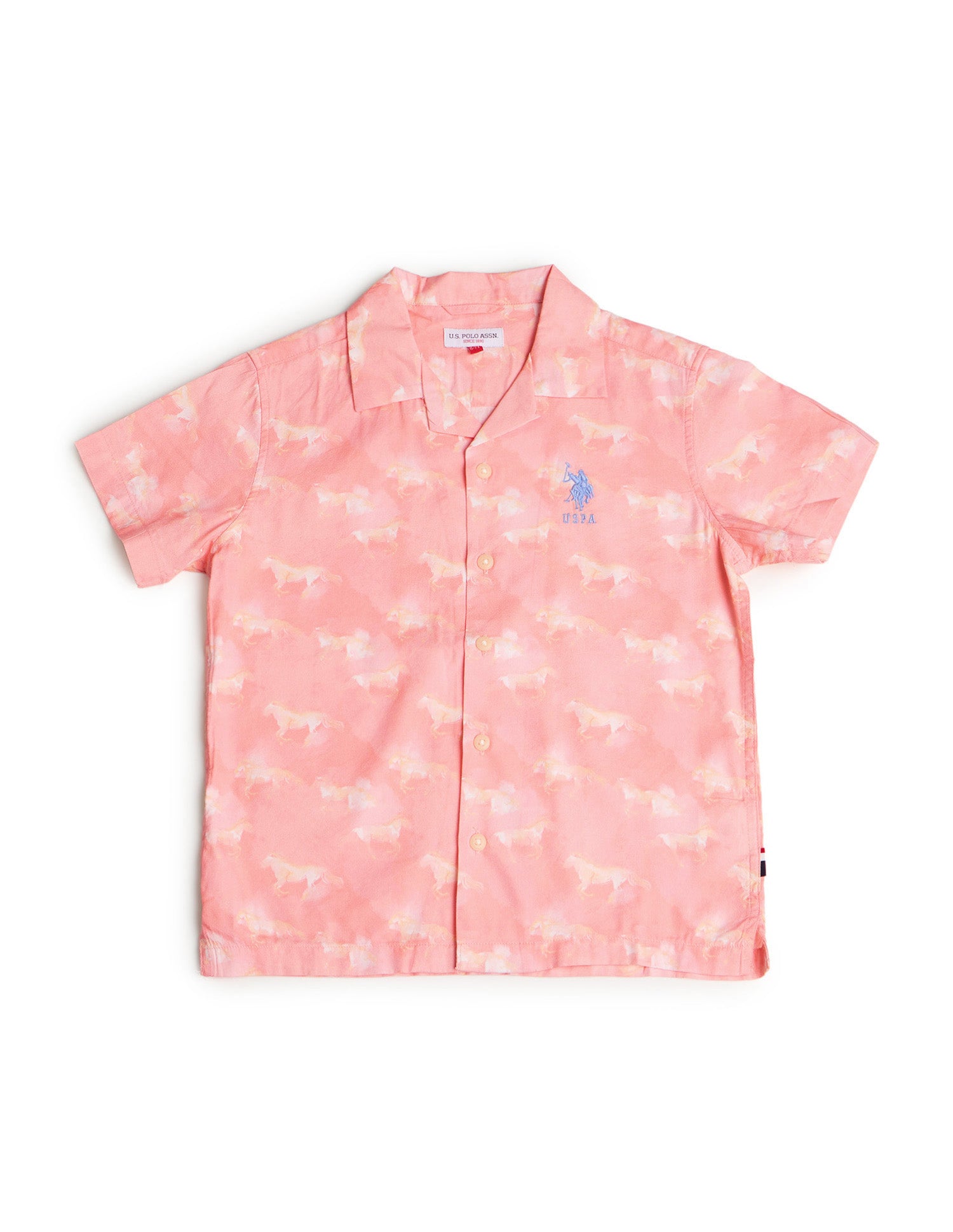 Boys Abstract Printed Relaxed Fit Shirt Light Pink - U.S. POLO ASSN. | Large