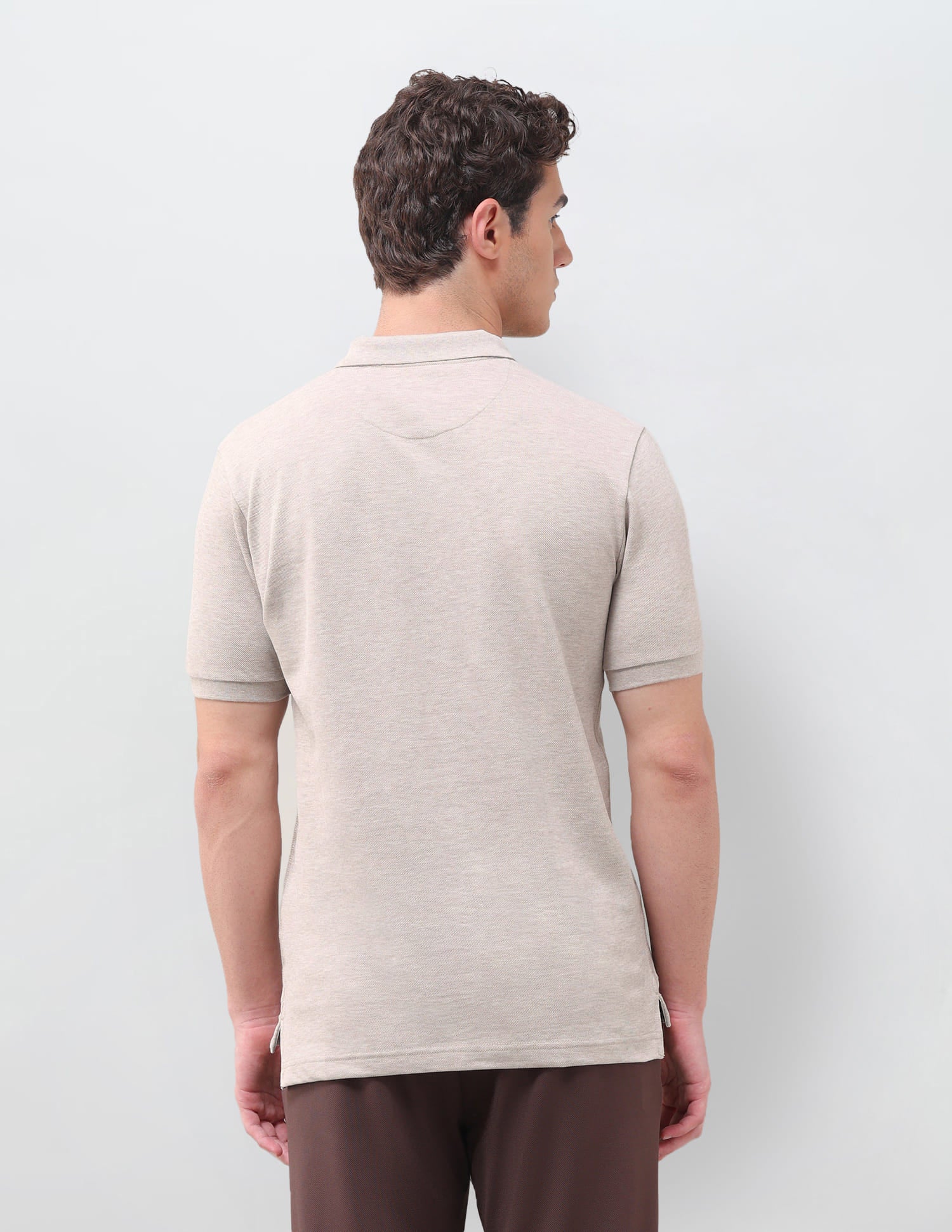 Solid Slim Fit Polo Shirt Beige - U.S. Polo Assn. India | Large