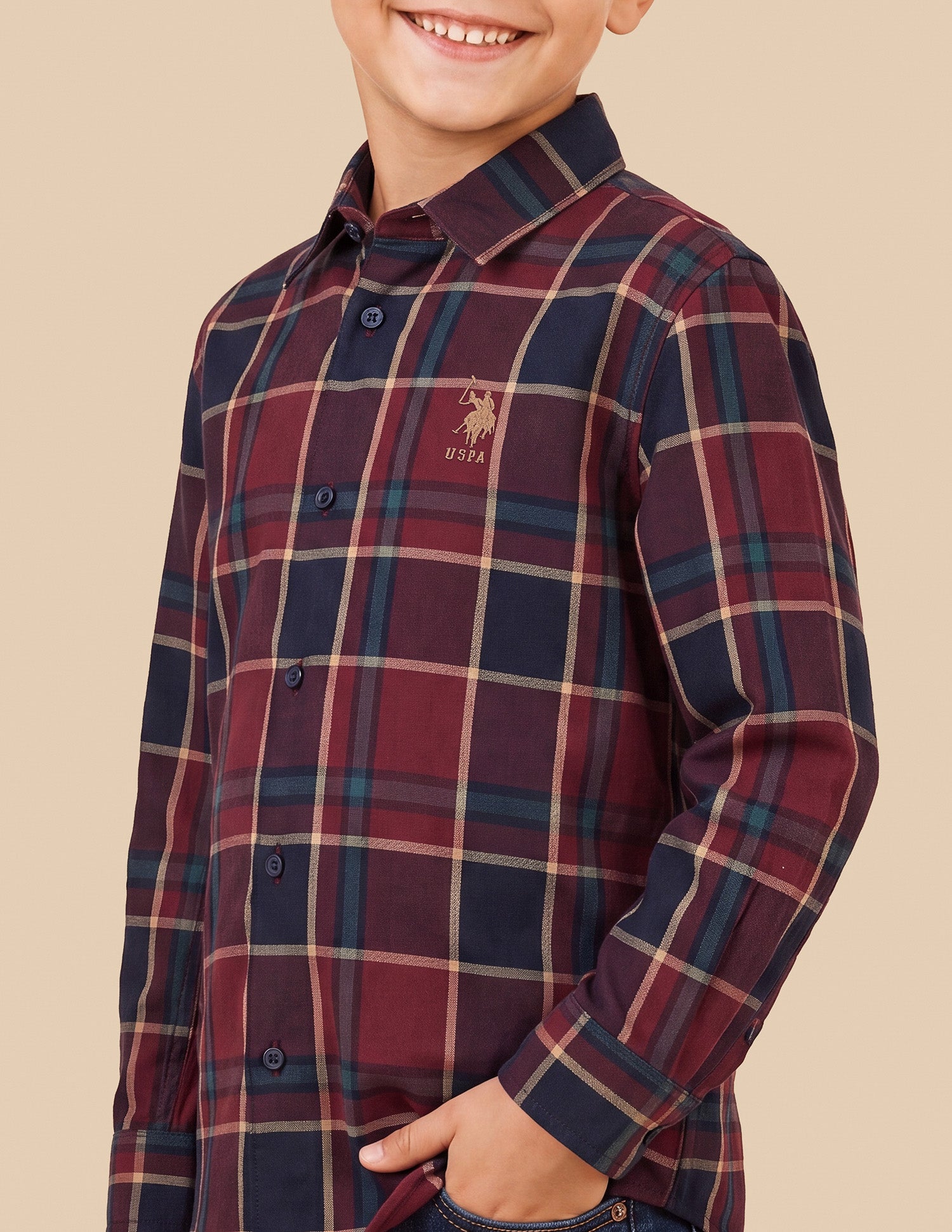 Tartan Checked Regular Fit Shirt Red - U.S. Polo Assn. India | Large