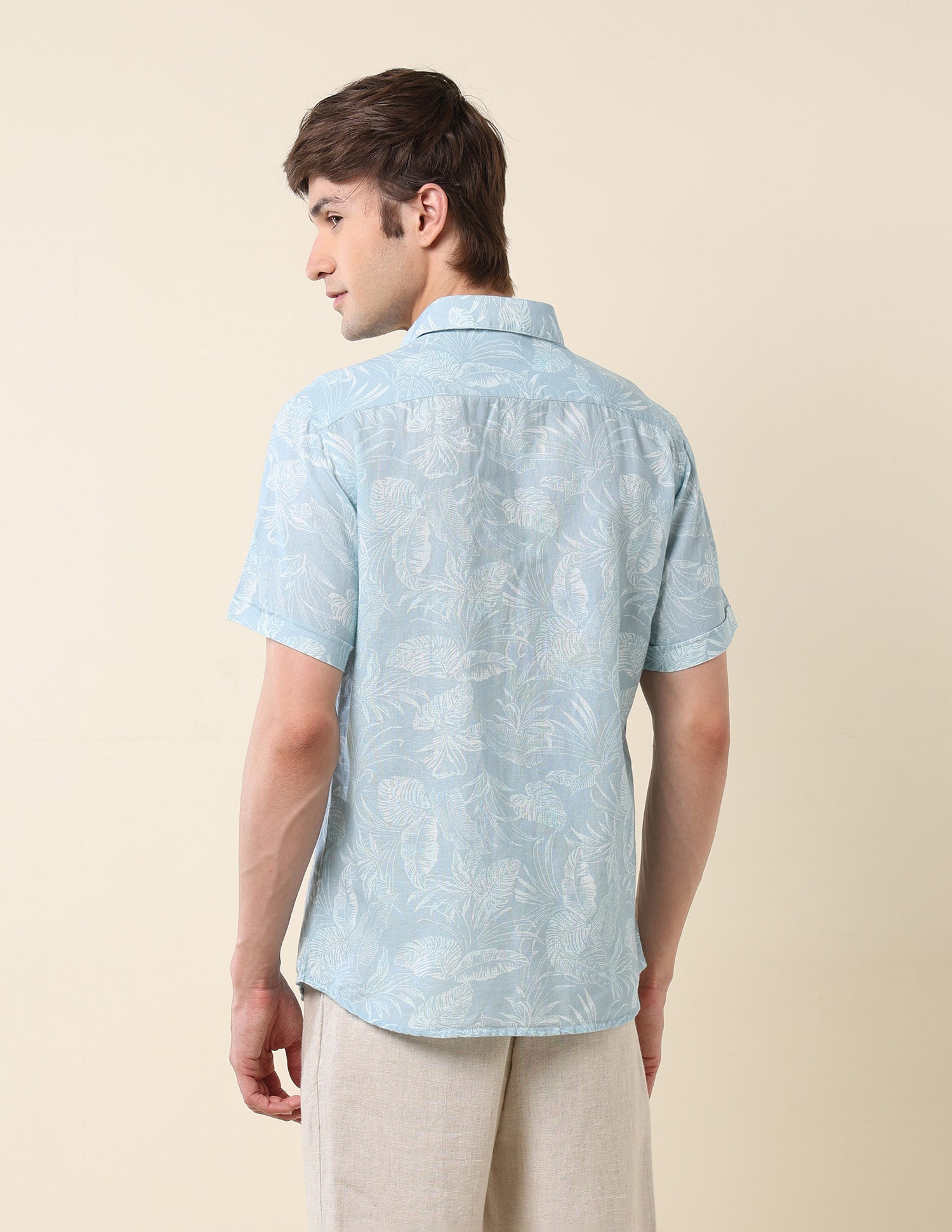 Tropical Printed Tailored Fit Shirt Aqua - U.S. Polo Assn. India | Large