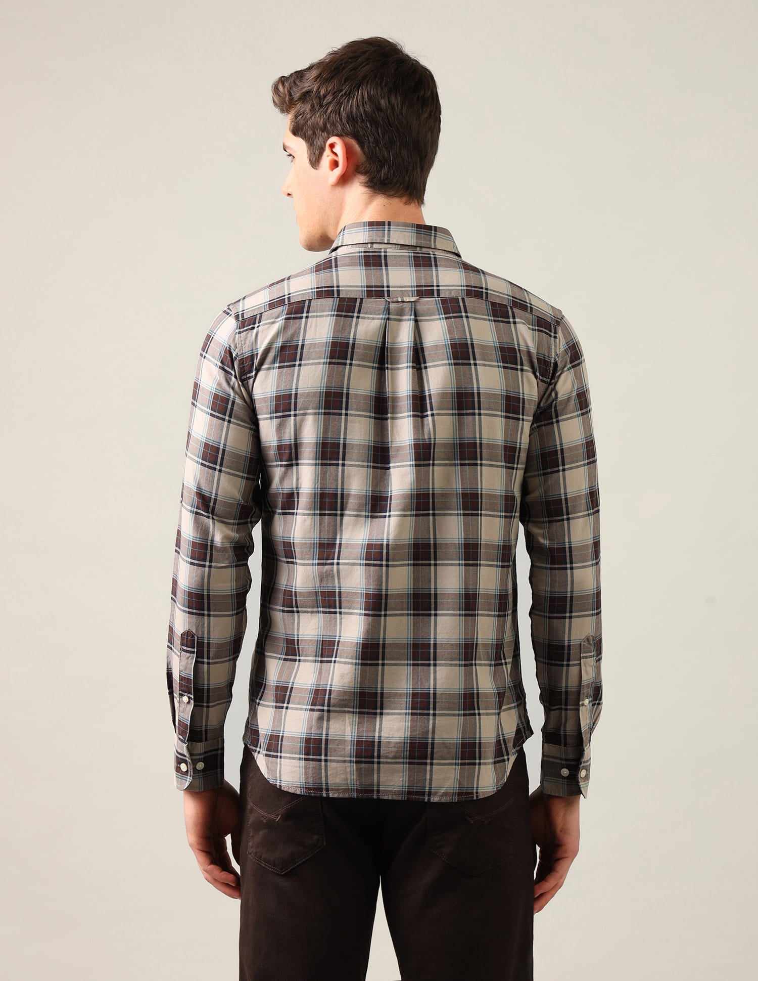 Grid Tattersall Checked Regular Fit Shirt Brown - U.S. Polo Assn. India | Large