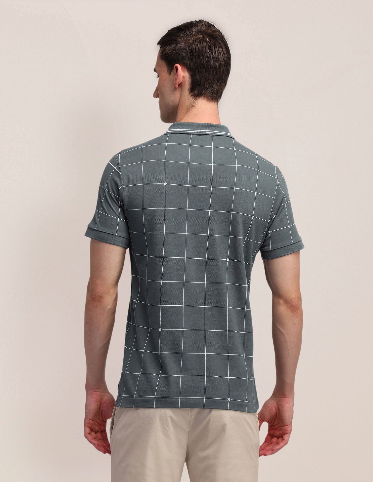 Pure Cotton Checked Slim Fit Polo Shirt Grey - U.S. Polo Assn. India | Large