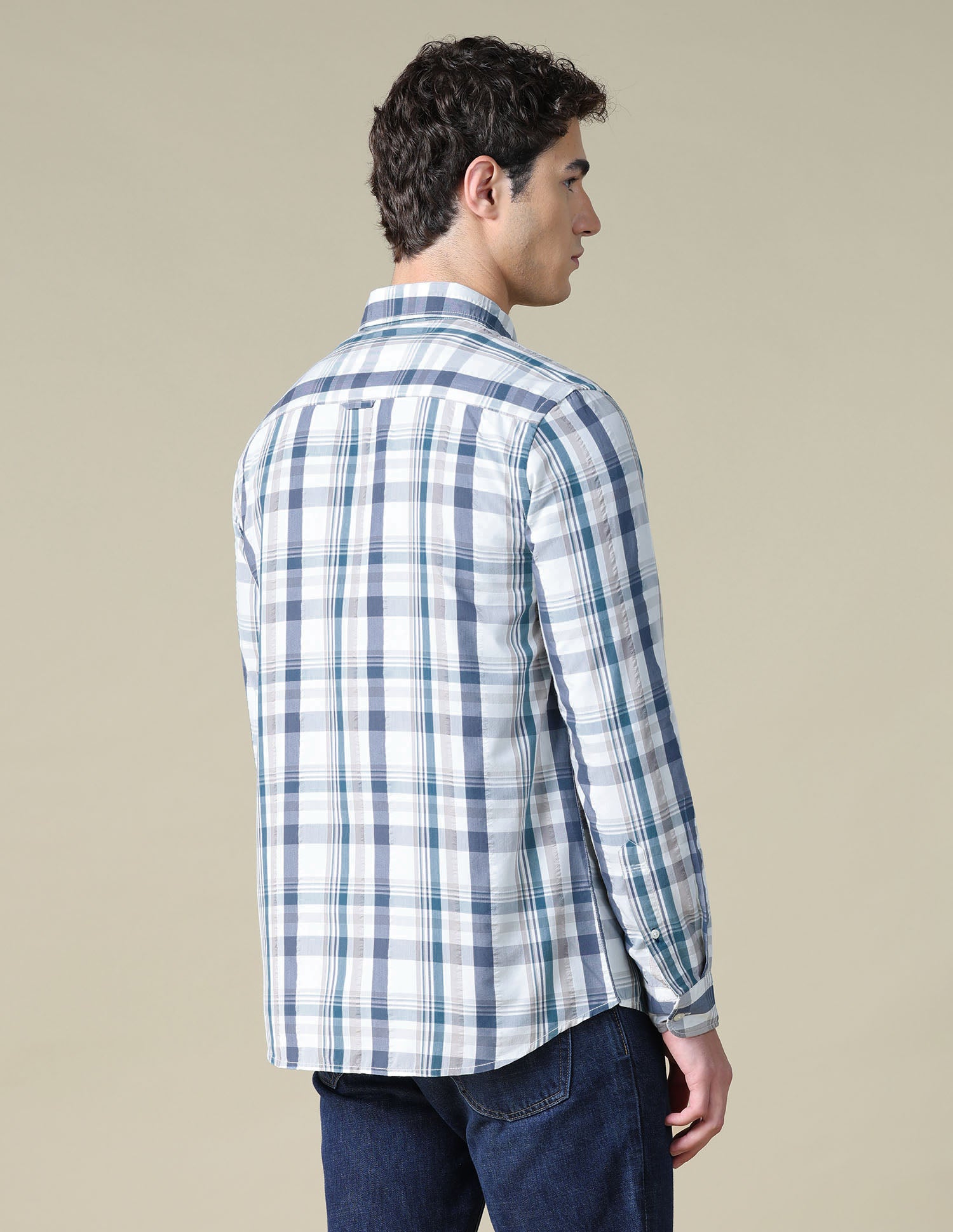 Plaid Checked Seersucker Shirt Teal - U.S. Polo Assn. India | Large