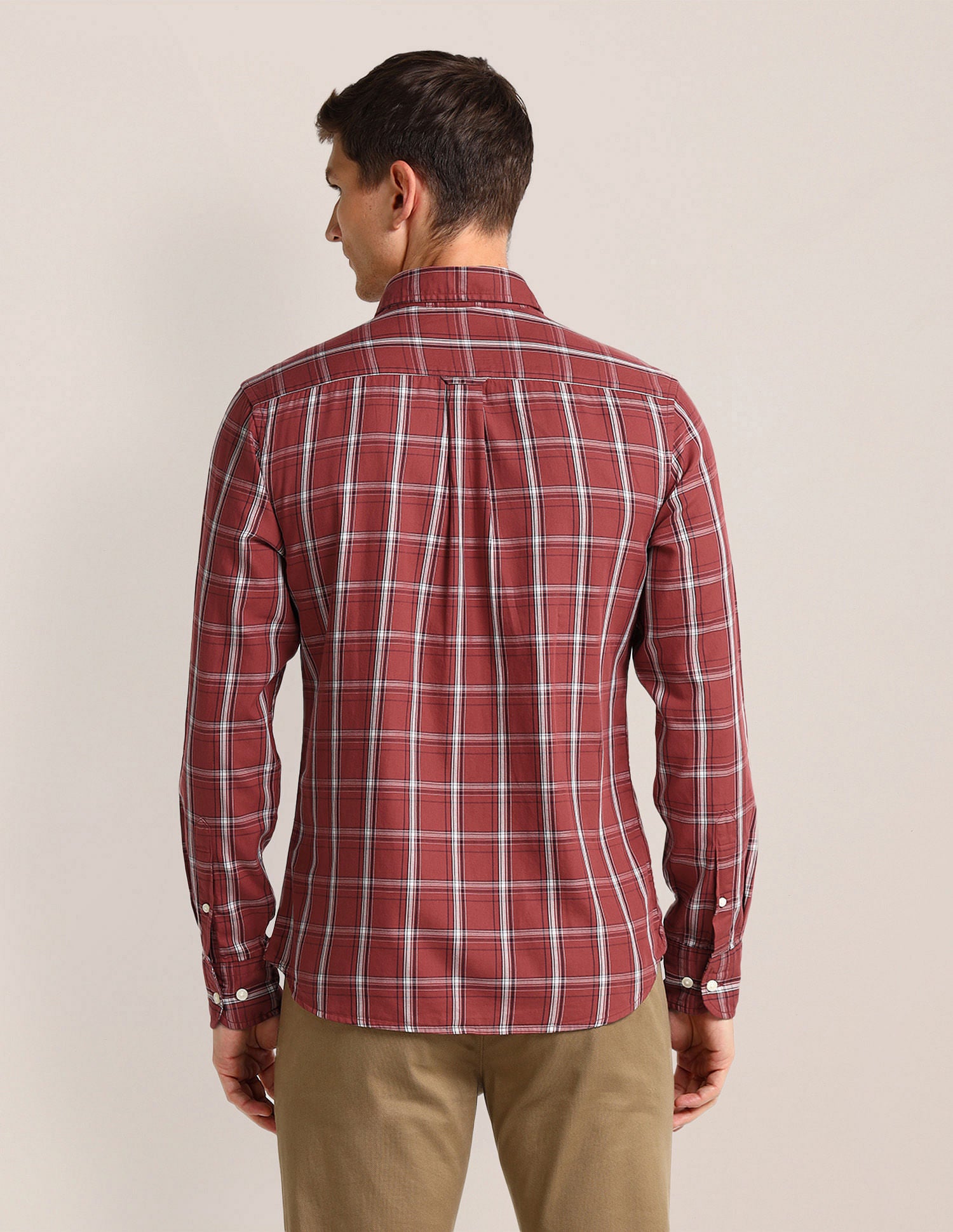 Grid Tattersall Checked Twill Shirt Red - U.S. Polo Assn. India | Large