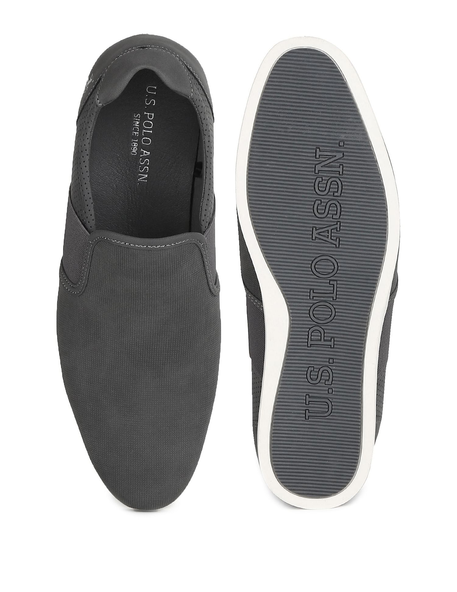 Round Toe Textured Sergio 2.0 Slip On Shoes Grey - U.S. Polo Assn. India | Large