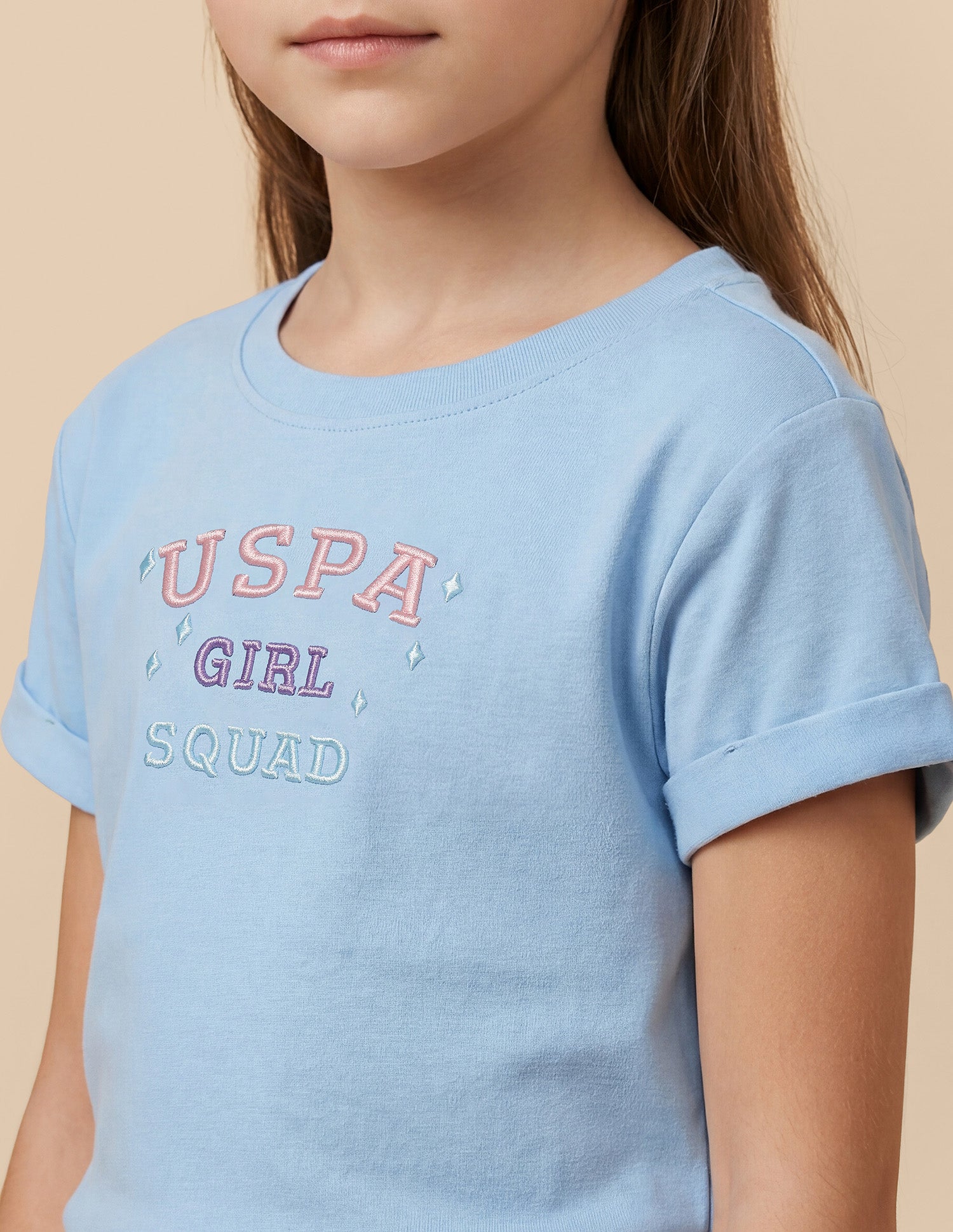 Typographic Embroidered Relaxed Fit T-Shirt Light Blue - U.S. Polo Assn. India | Large